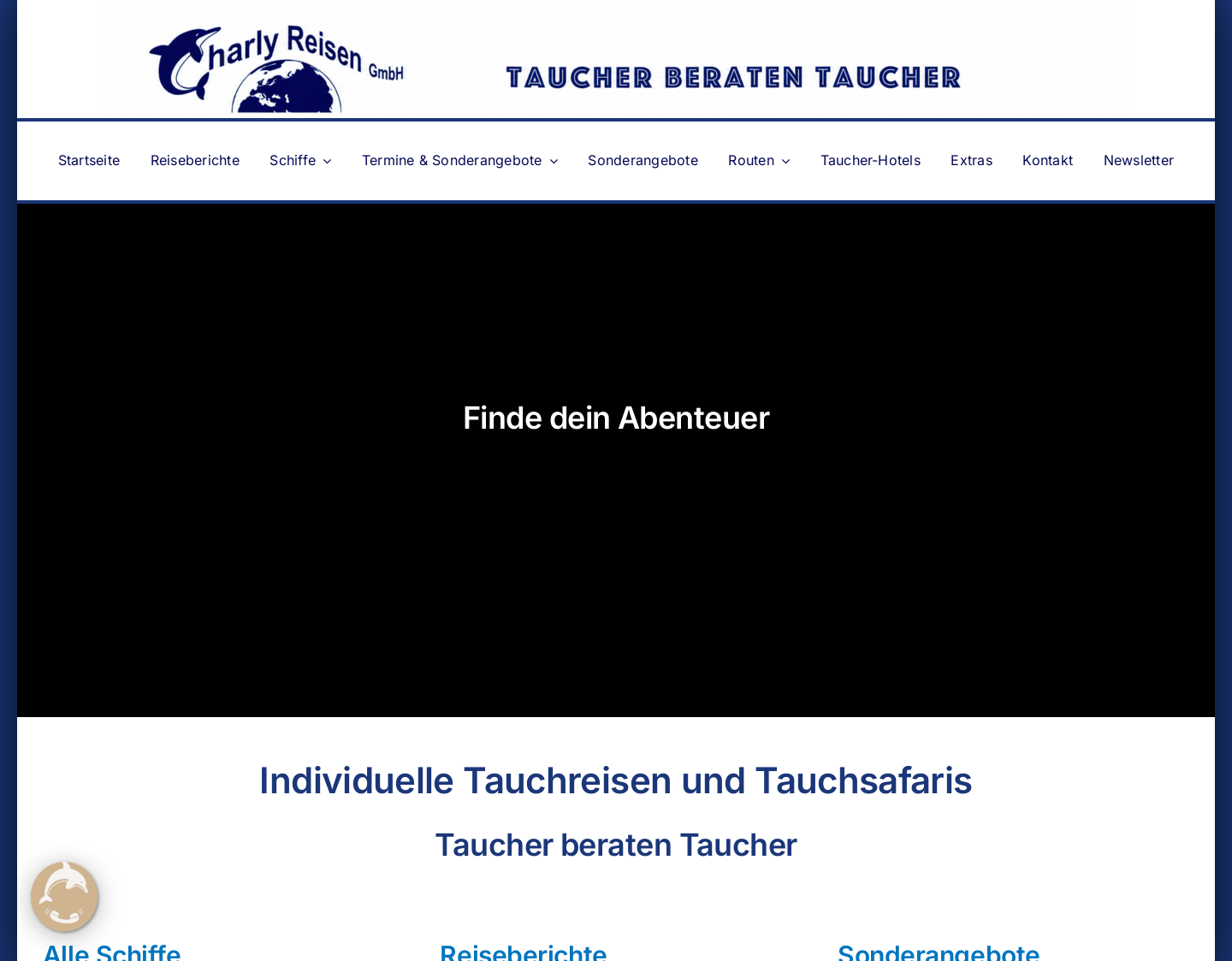 Aktuelle Website-Vorschau von Tauchurlaub mit Charly Reisen