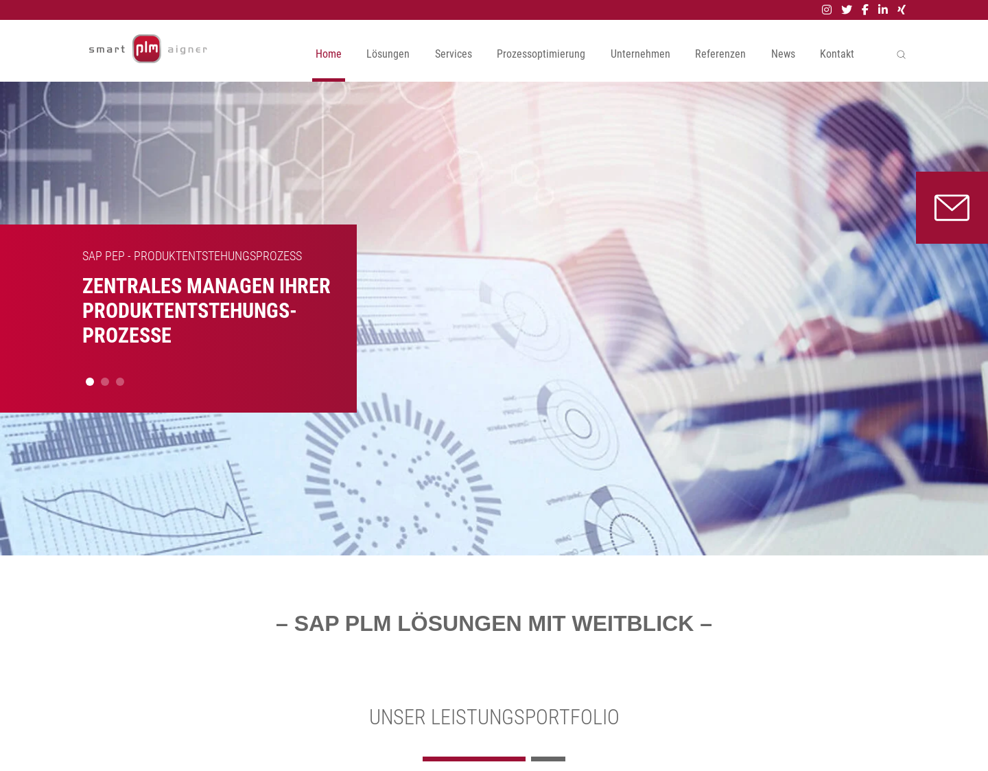 Aktuelle Website-Vorschau von Ihr SAP PLM Beratungshaus