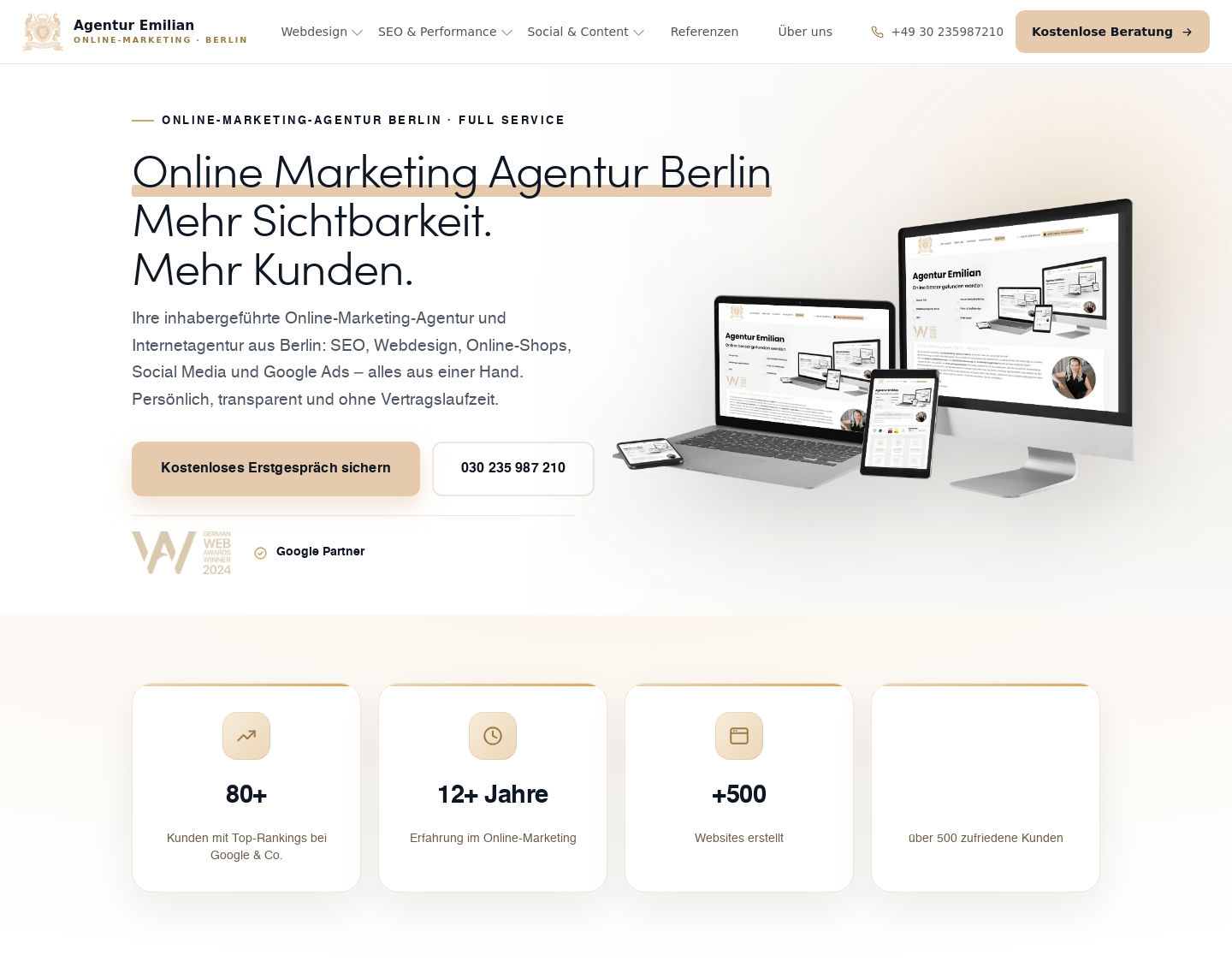 Aktuelle Website-Vorschau von Agentur Emilian