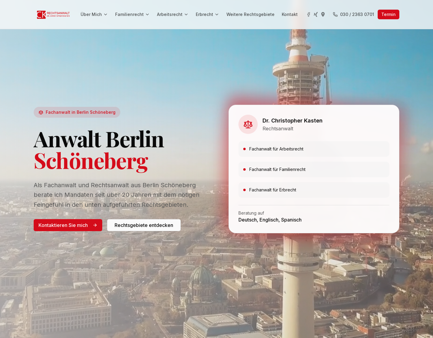 Aktuelle Website-Vorschau von Rechtsanwalt  Dr. Christopher Kasten