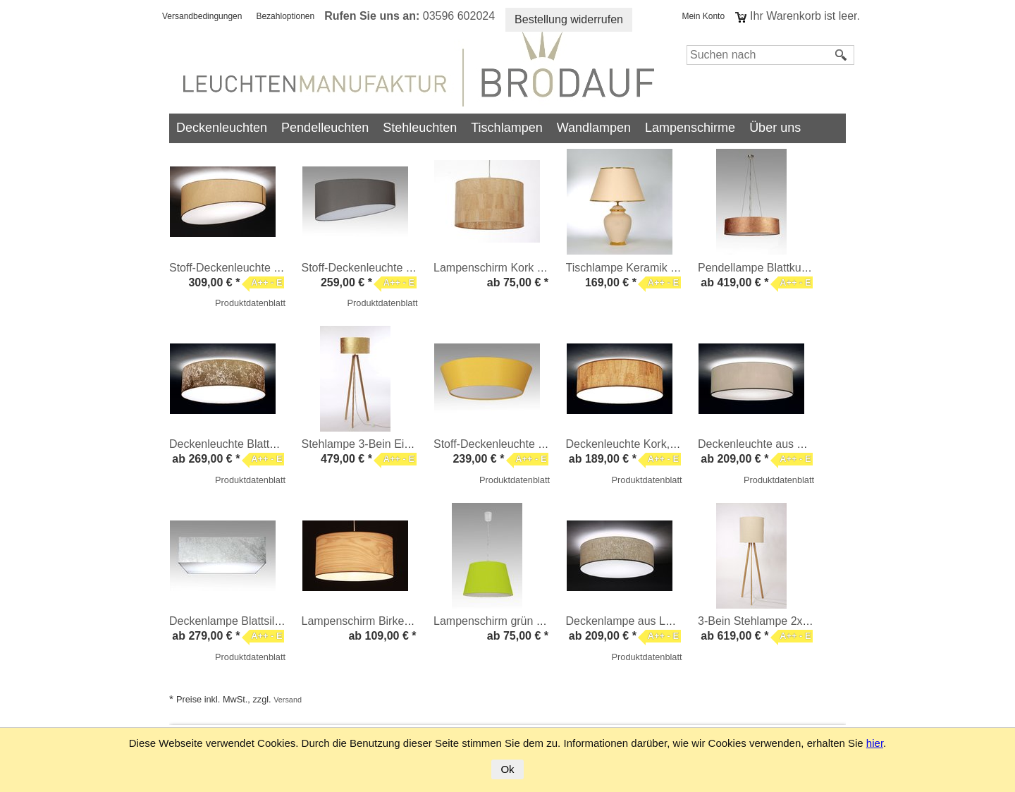 Aktuelle Website-Vorschau von Individuelle Lampenschirme und Leuchten