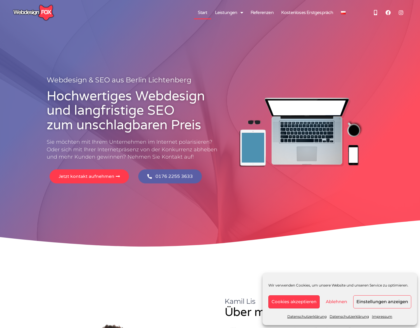 Aktuelle Website-Vorschau von Webdesign Fox - Kamil Lis