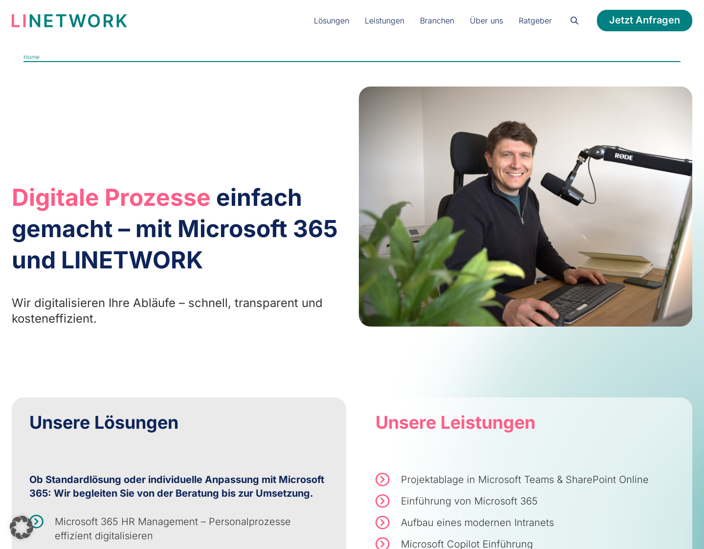 Aktuelle Website-Vorschau von Linetwork - Microsoft-Schulungen in Essen