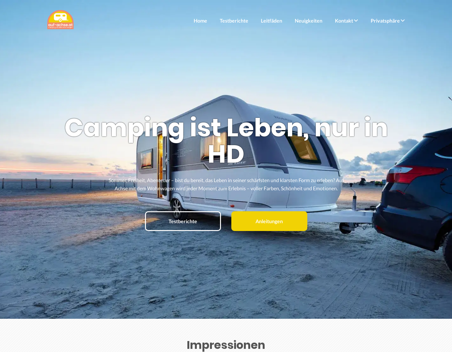 Aktuelle Website-Vorschau von Camping mit dem Wohnwagen