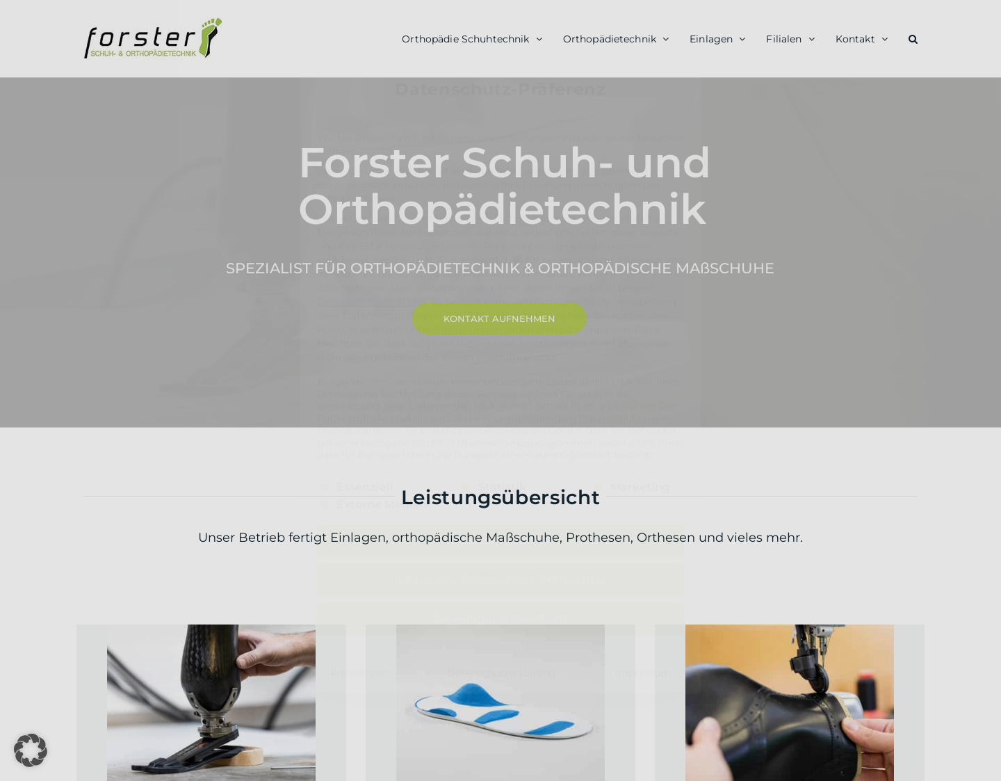 Aktuelle Website-Vorschau von Forster Orthopädietechnik - Orthopädische Schuhe