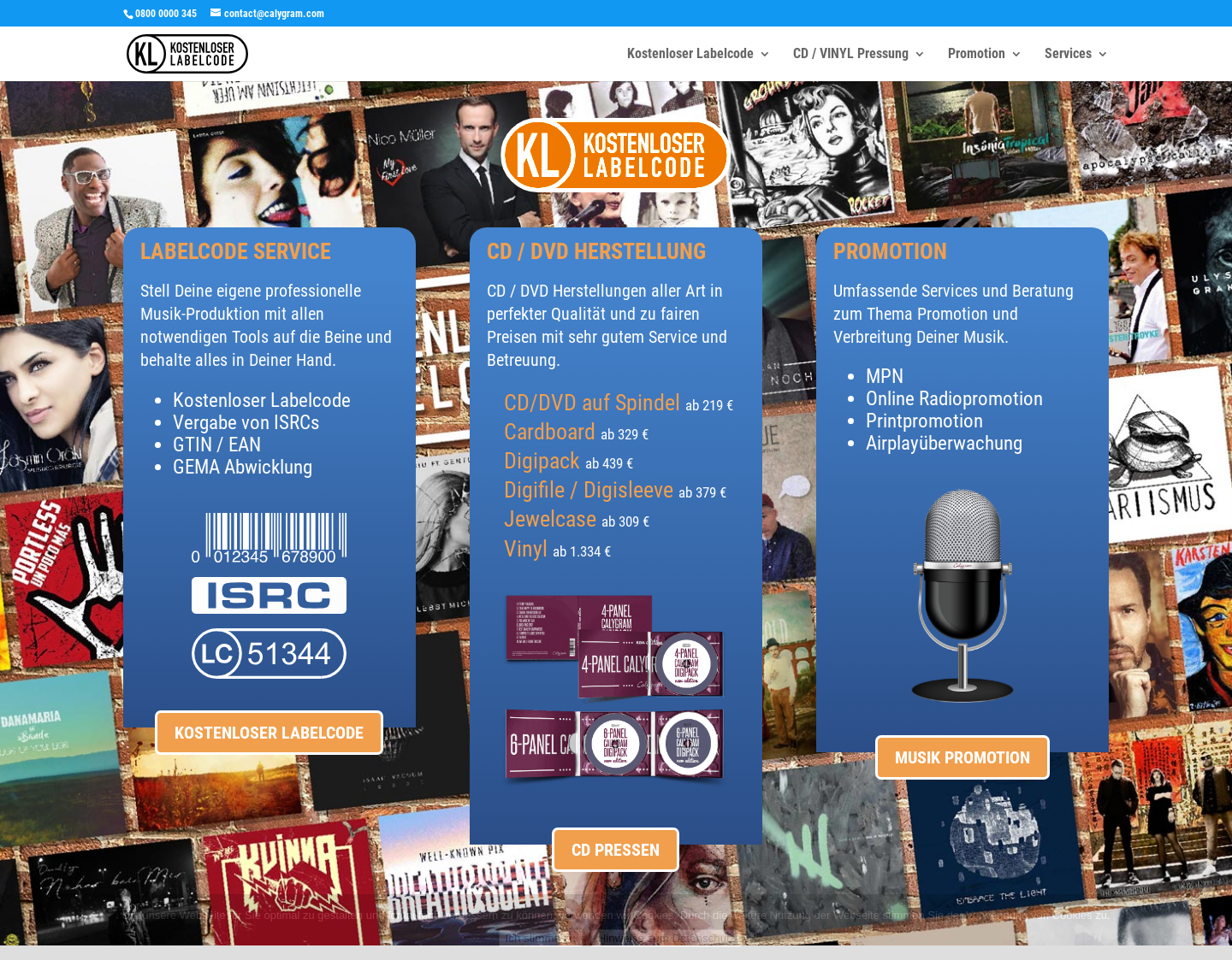 Aktuelle Website-Vorschau von Kostenloser Labelcode