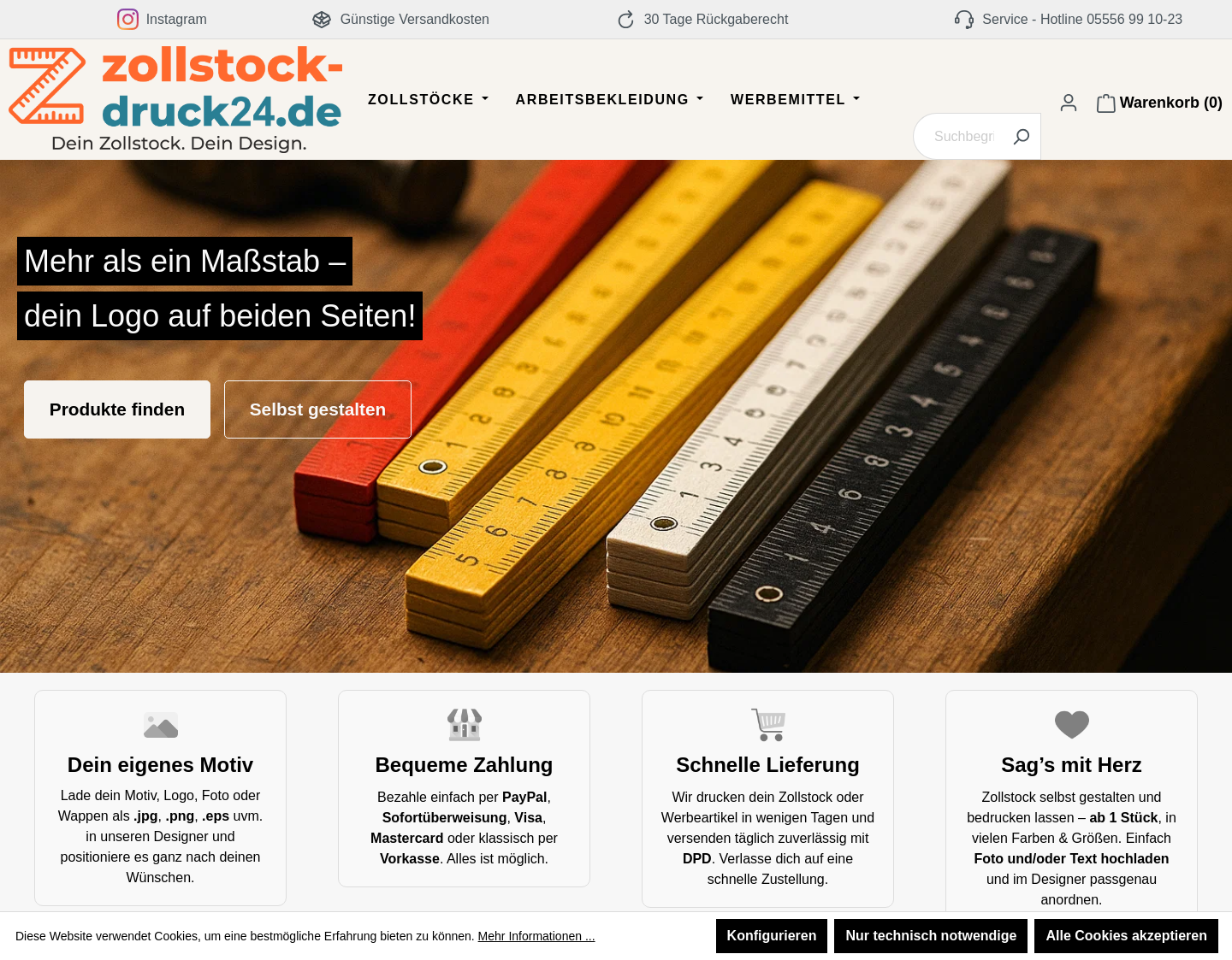 Aktuelle Website-Vorschau von Zollstöcke selbst gestalten
