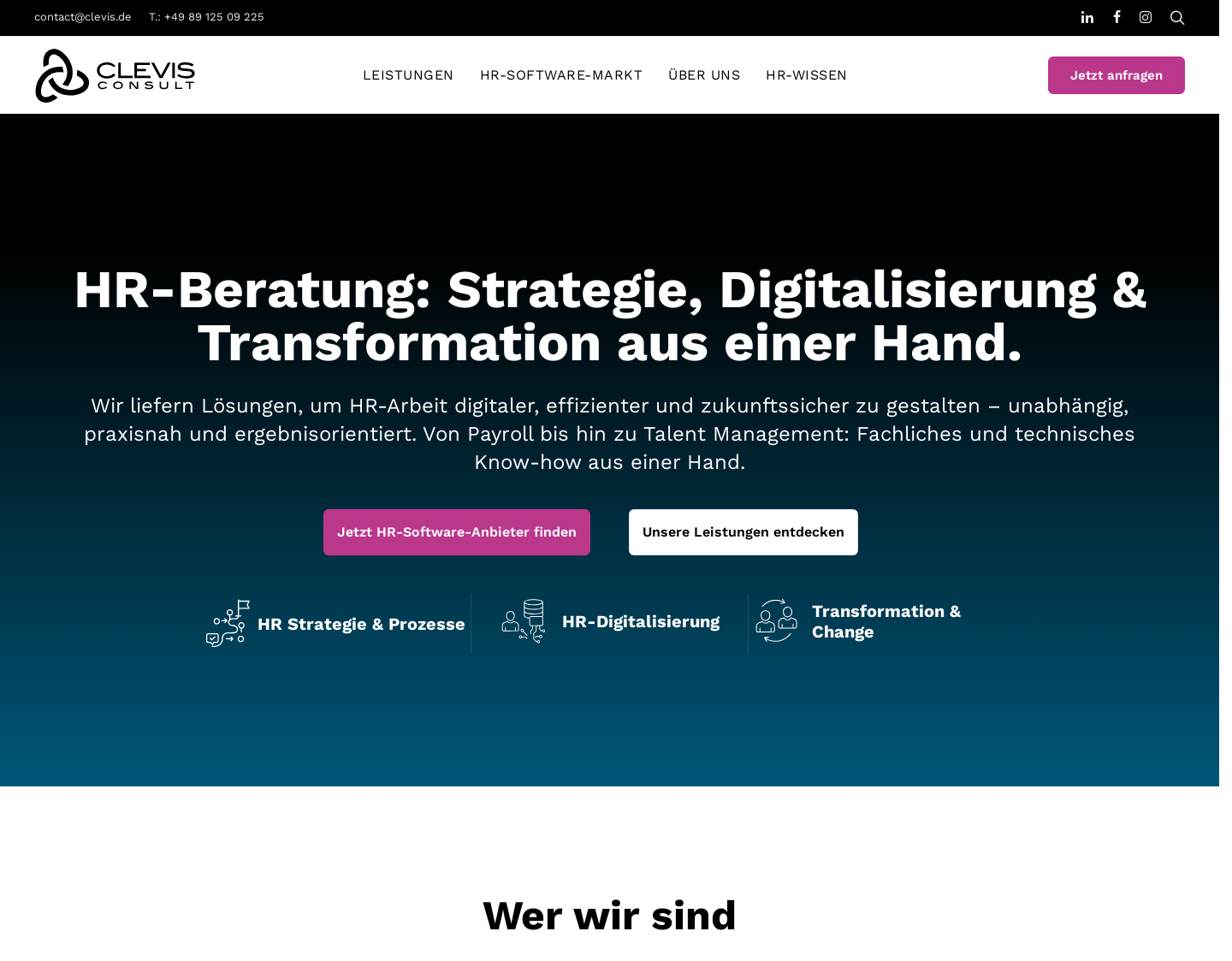 Aktuelle Website-Vorschau von CLEVIS Consult