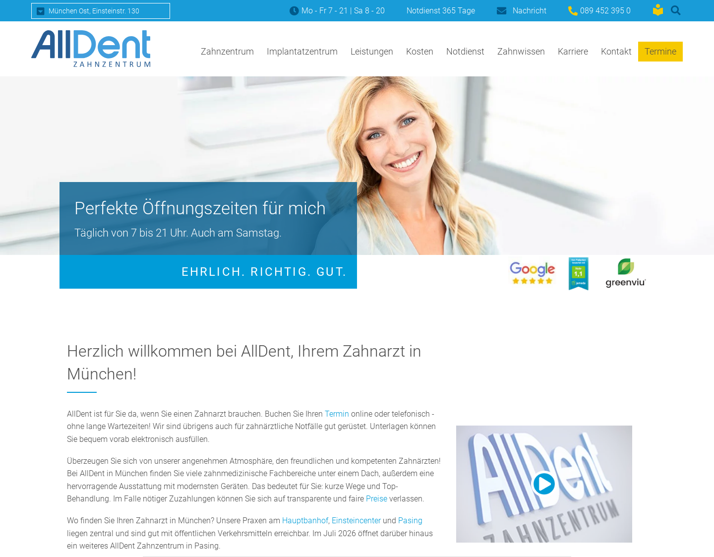 Aktuelle Website-Vorschau von Zahnarzt München