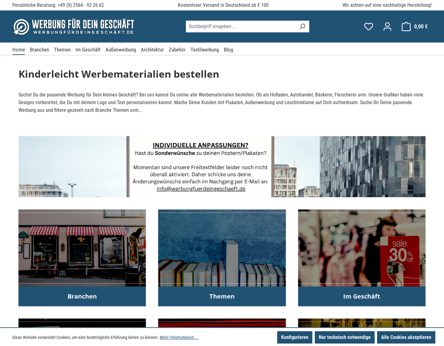 Aktuelle Website-Vorschau von Werbung für dein Geschäft
