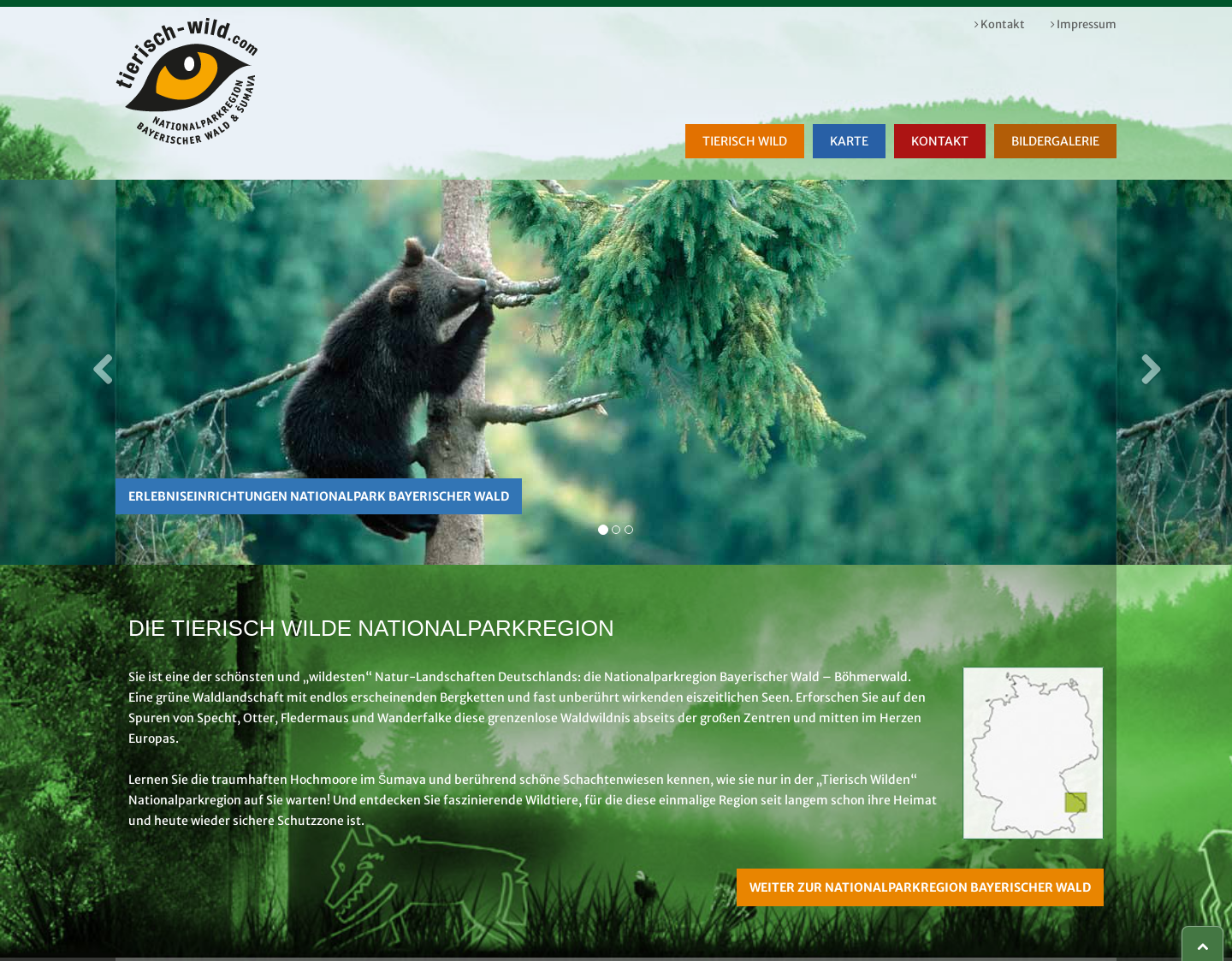 Aktuelle Website-Vorschau von Tierisch Wild am Nationalpark Bayerische