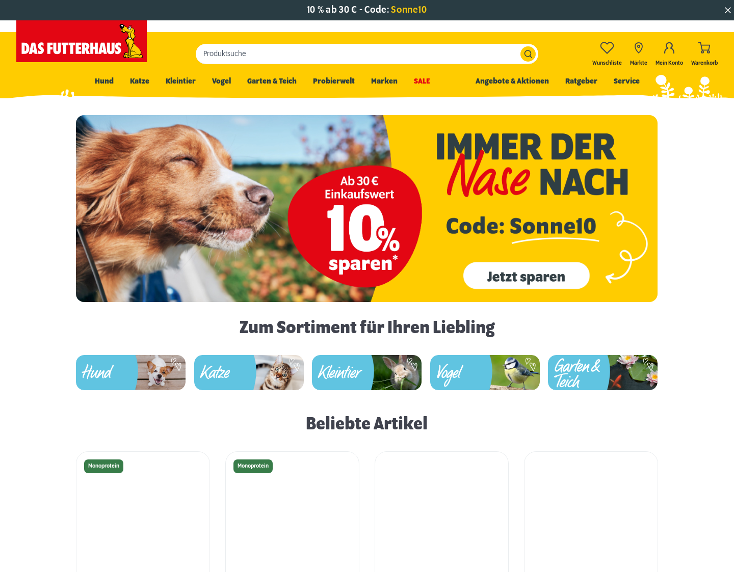 Aktuelle Website-Vorschau von "Das Futterhaus?-Franchise GmbH & Co. KG