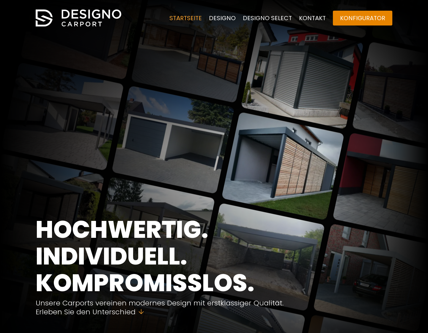 Aktuelle Website-Vorschau von Designo Carports
