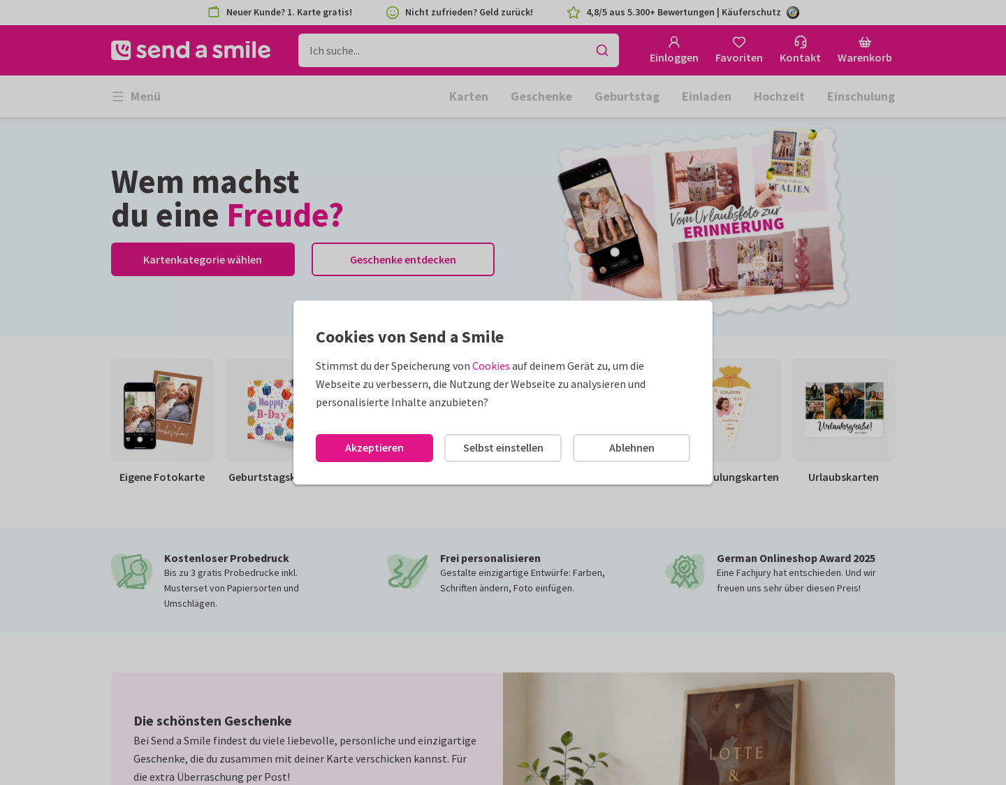 Aktuelle Website-Vorschau von Die schönsten Karten ? im Nu gemacht