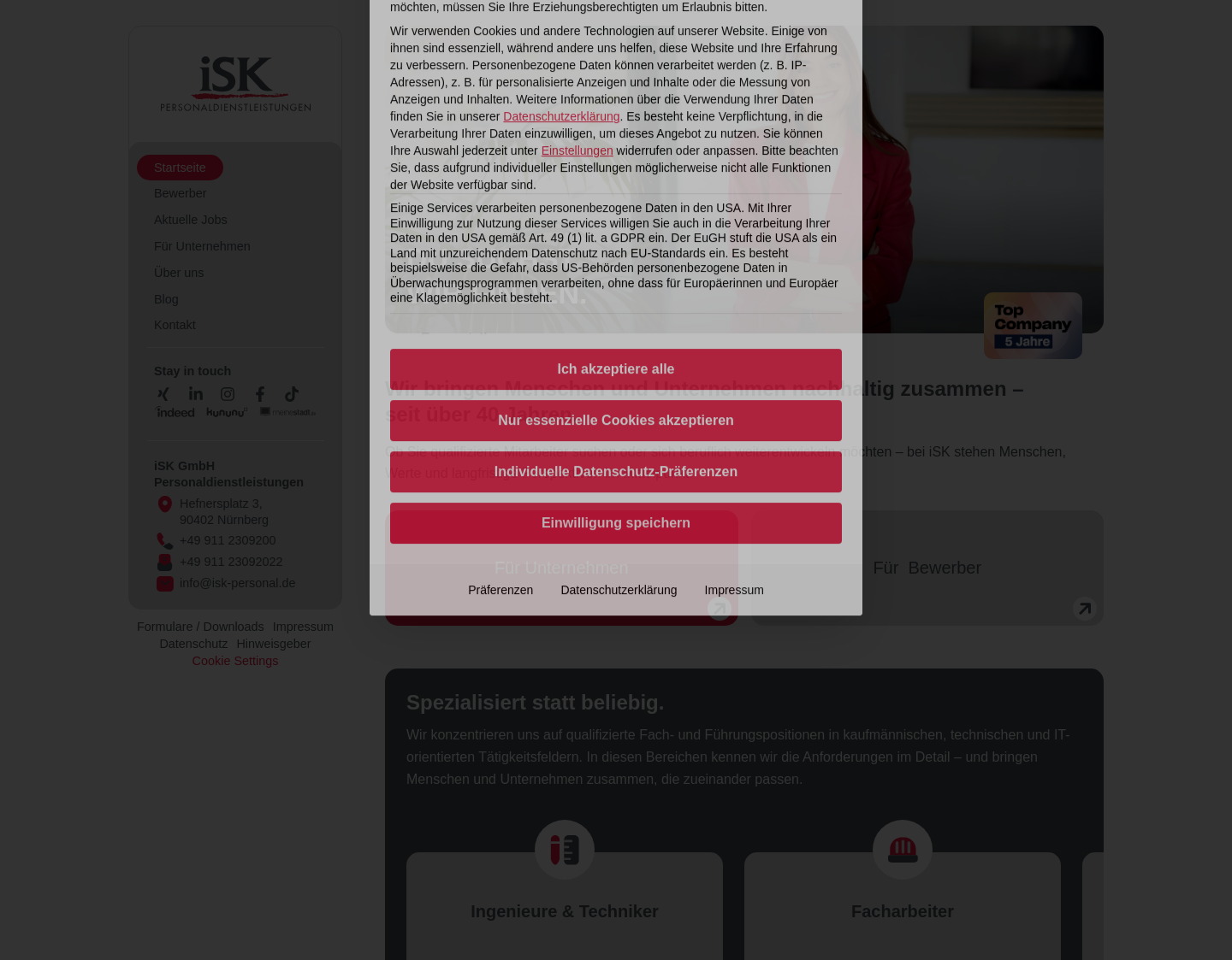 Aktuelle Website-Vorschau von iSK GmbH Personaldienstleistungen
