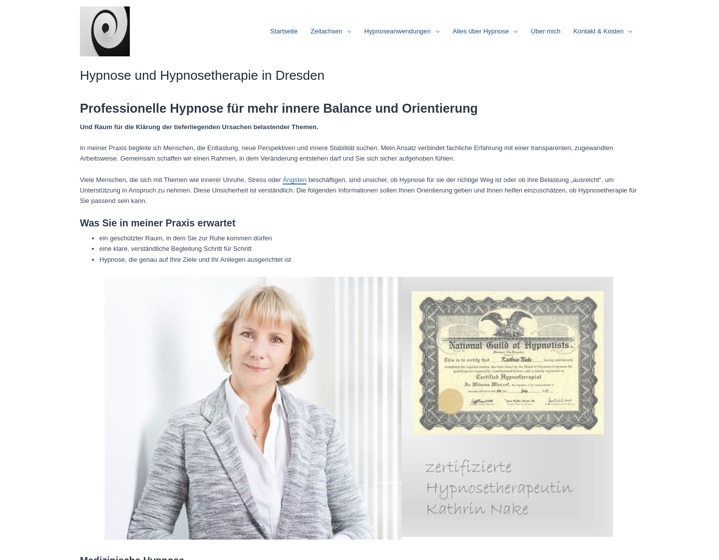 Aktuelle Website-Vorschau von Hypnosepraxis Kathrin Nake
