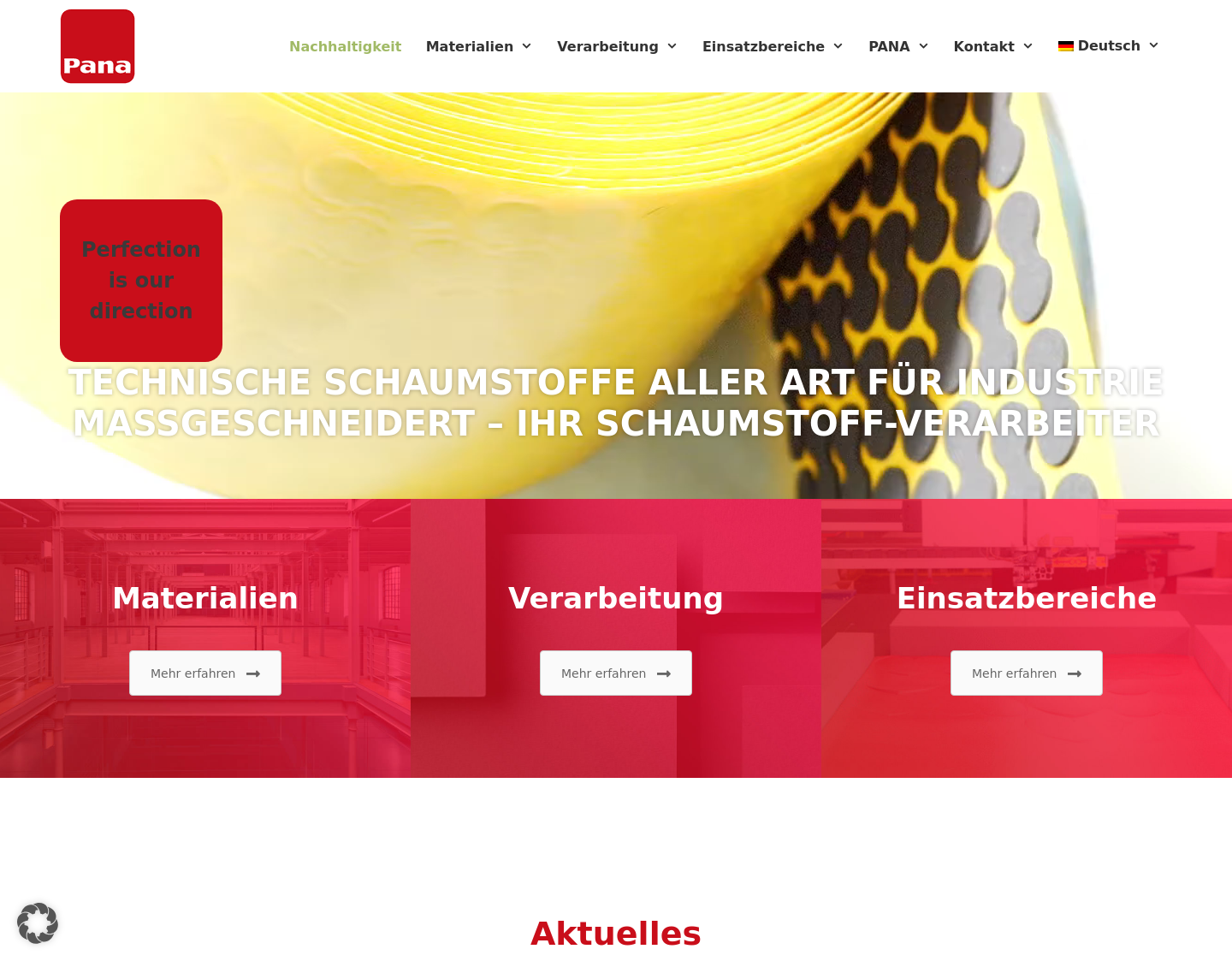 Aktuelle Website-Vorschau von PANA Foamtec GmbH