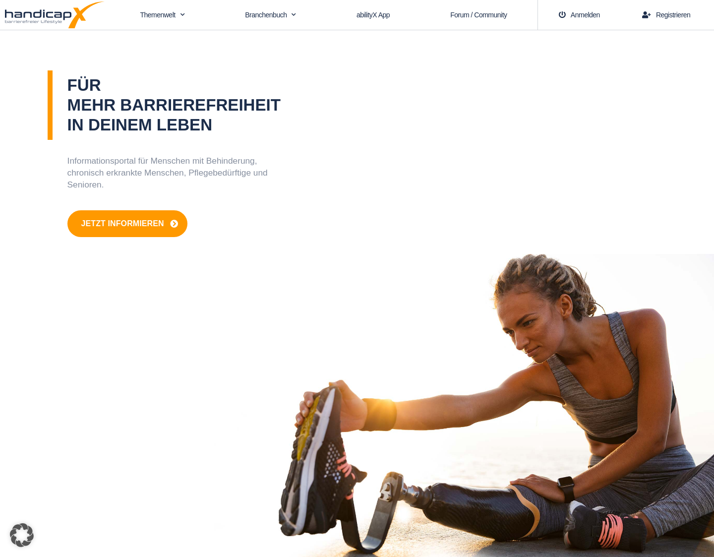 Aktuelle Website-Vorschau von HandicapX