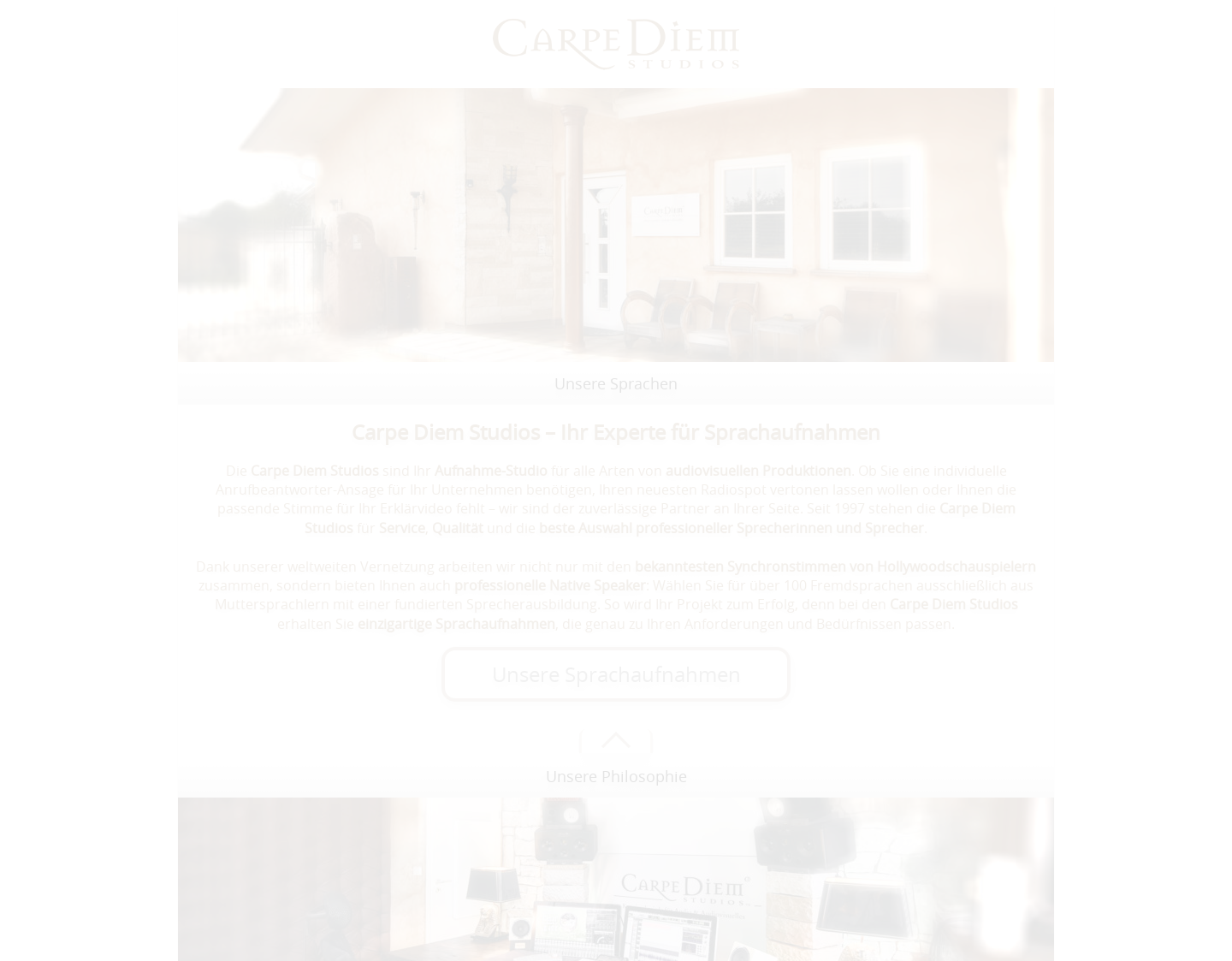 Aktuelle Website-Vorschau von Carpe Diem Studios GmbH