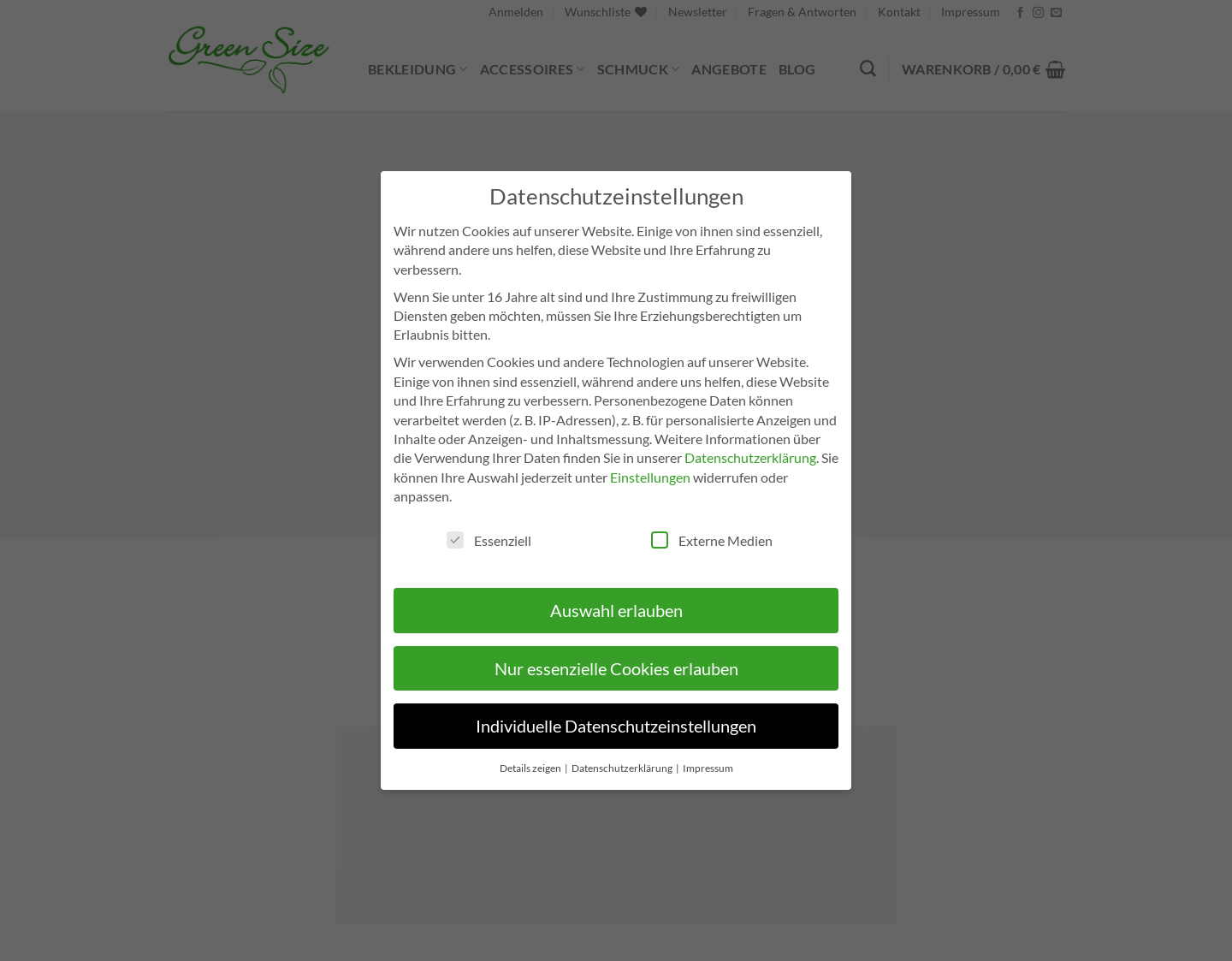 Aktuelle Website-Vorschau von Green Size - Damen Kleider, Röcke und T-Shirts