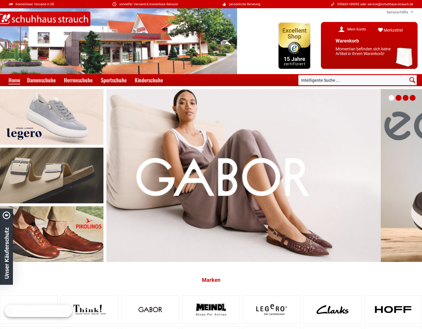 Aktuelle Website-Vorschau von Schuhhaus Strauch Online Shop