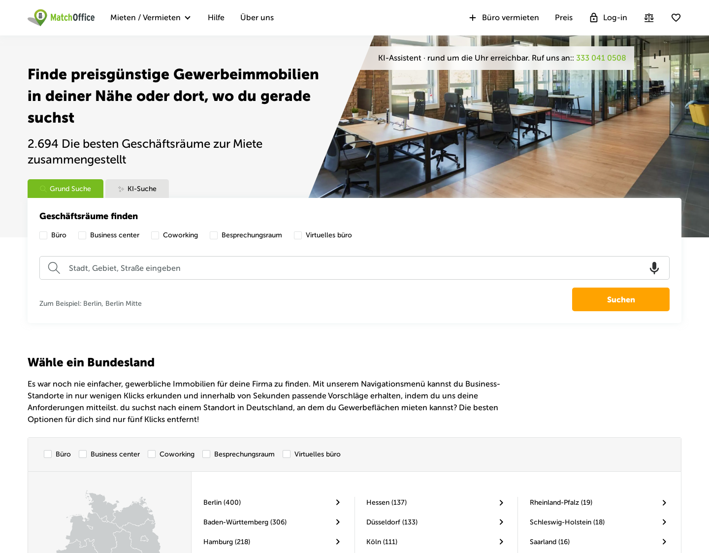 Aktuelle Website-Vorschau von MatchOffice