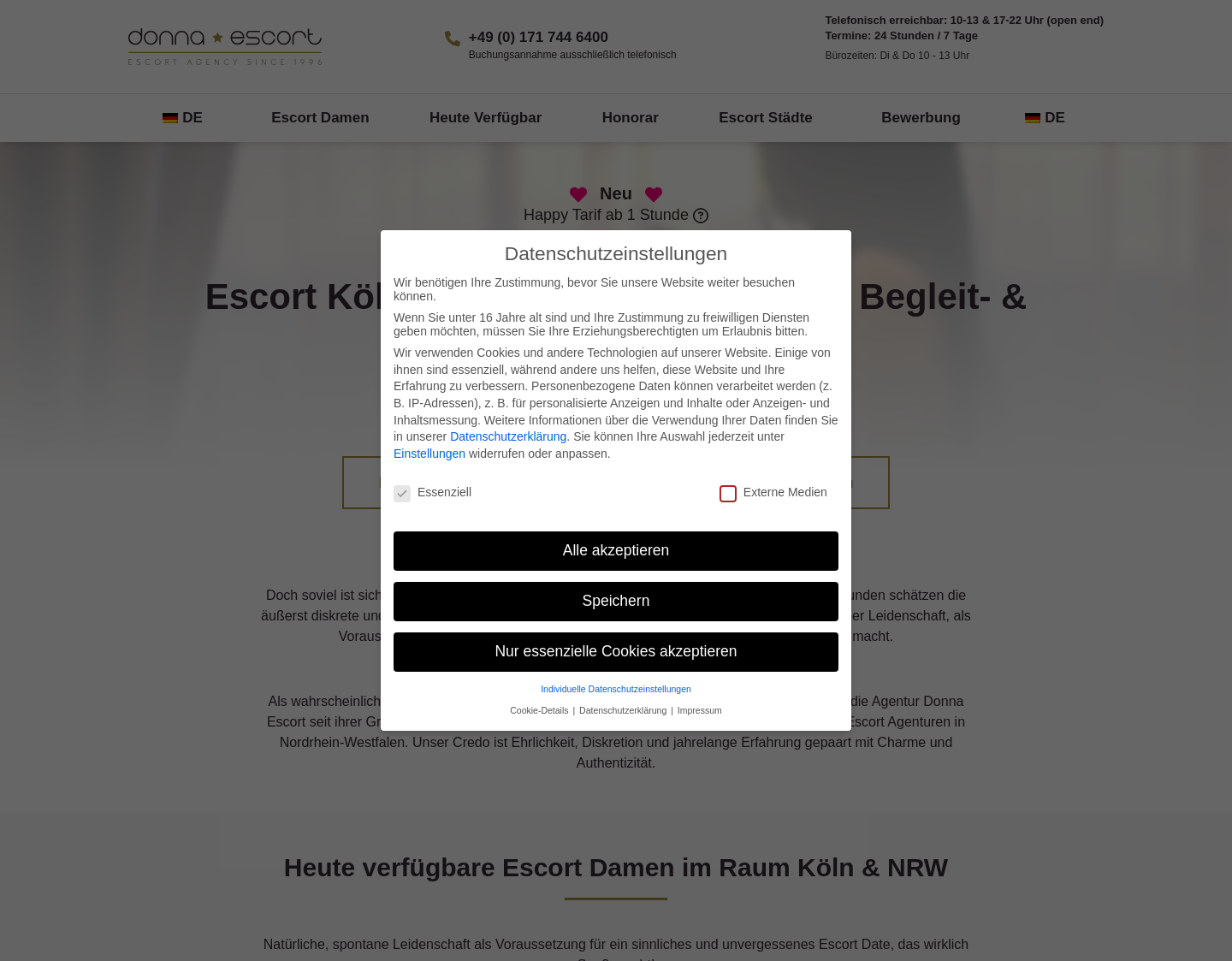 Aktuelle Website-Vorschau von Donna Escort Köln