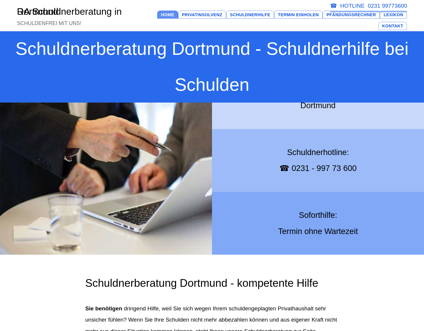 Aktuelle Website-Vorschau von Schuldnerberatung Dortmund Hilfe bei Schulden