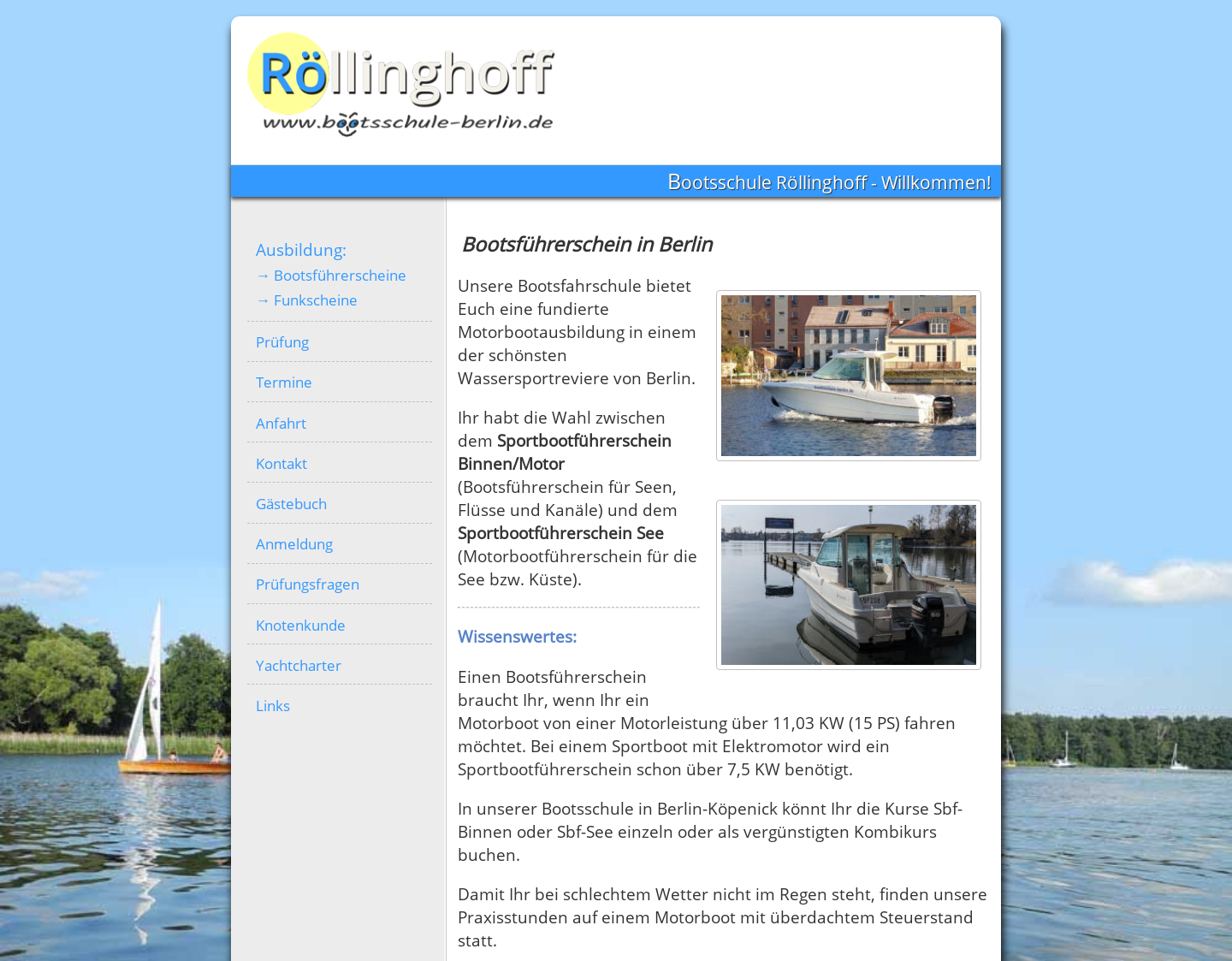 Aktuelle Website-Vorschau von Sportbootführerschein in Berlin
