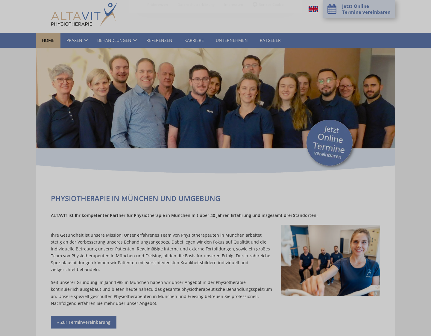Aktuelle Website-Vorschau von ALTAVIT Physiotherapie