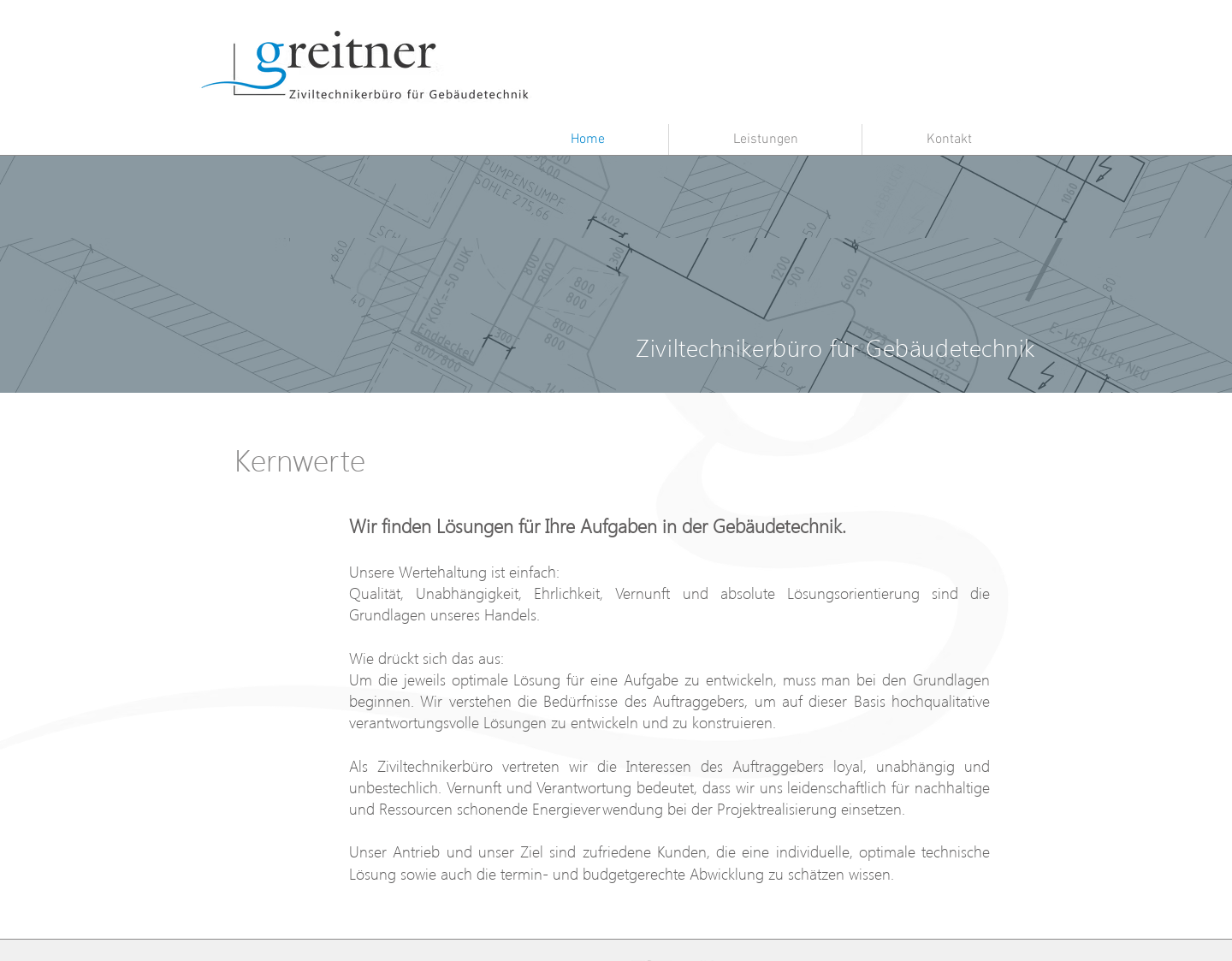 Aktuelle Website-Vorschau von Greitner Ziviltechnikerbüro für Gebäudetechnik
