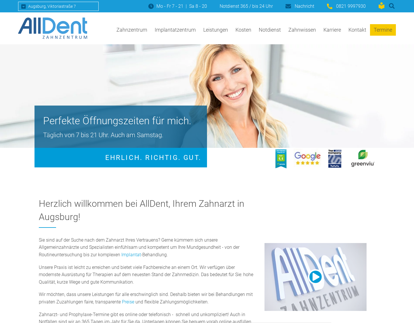Aktuelle Website-Vorschau von AllDent Zahnzentrum Augsburg GmbH