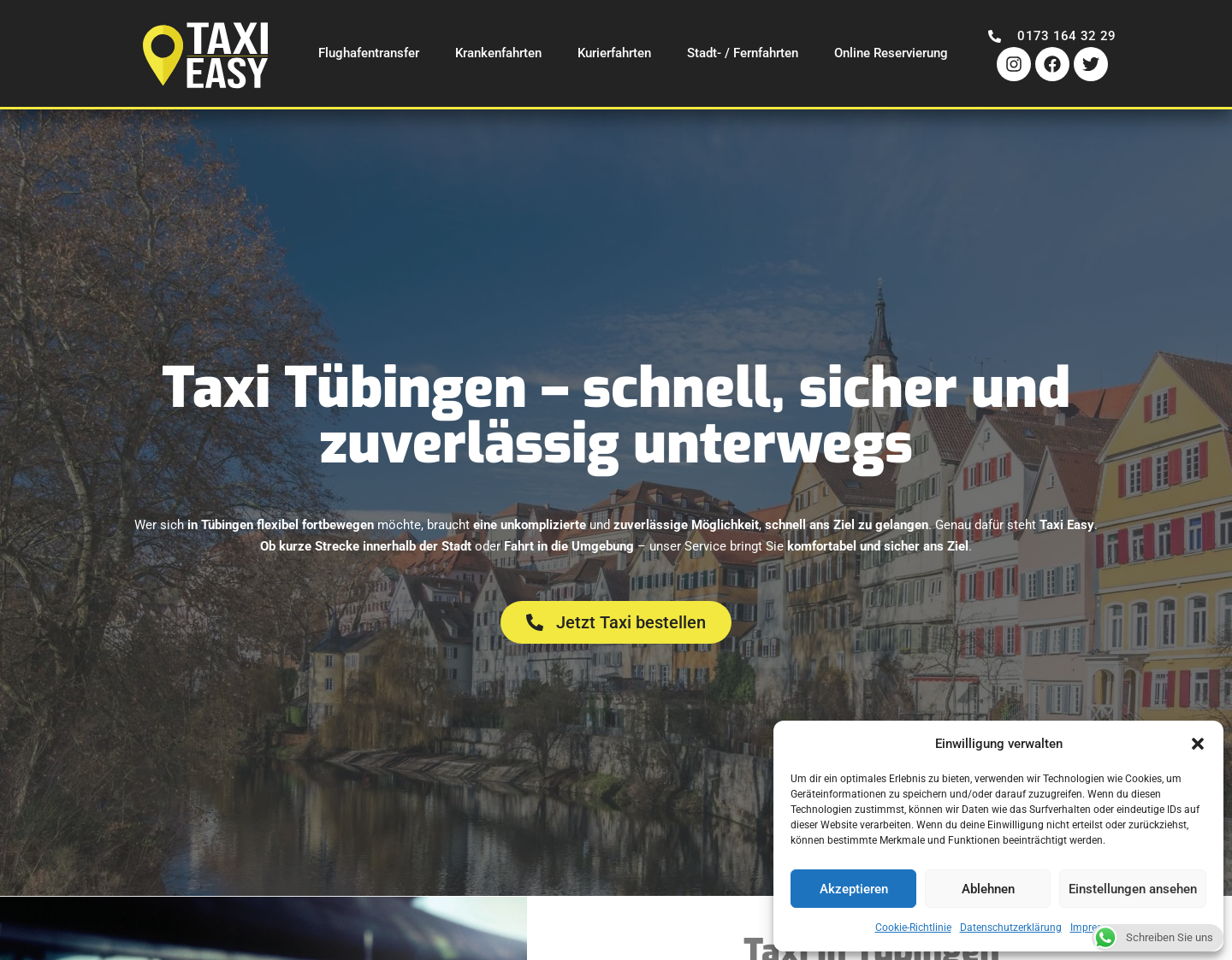 Aktuelle Website-Vorschau von Taxi Tübingen Easy