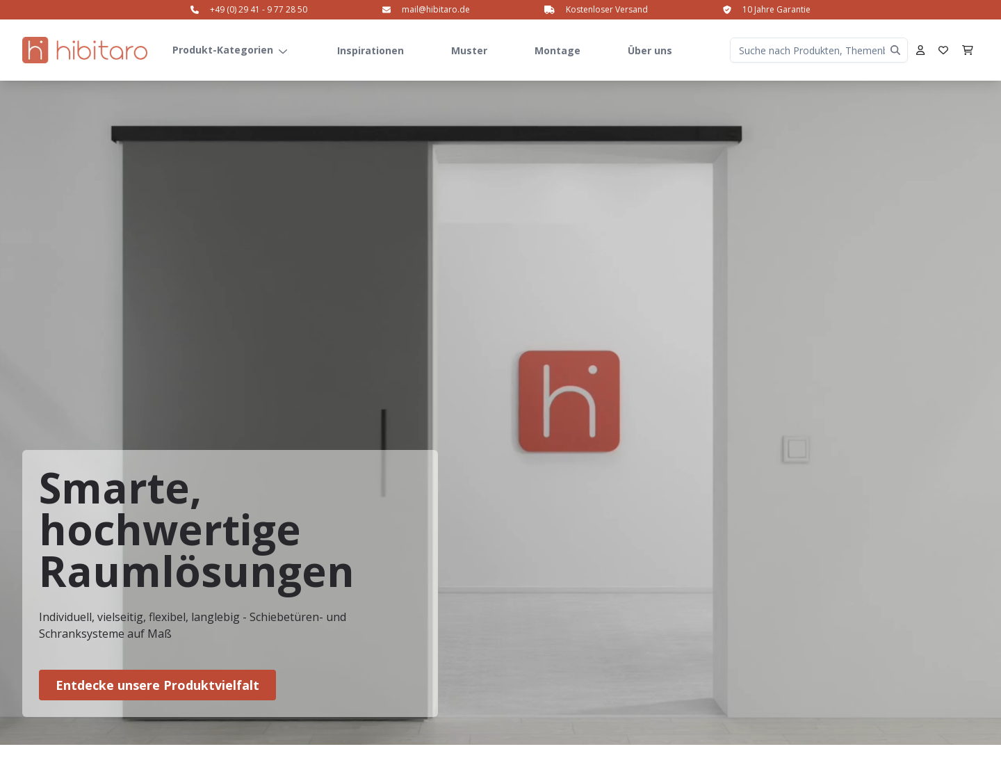 Aktuelle Website-Vorschau von hibitaro - Schiebetür- und Möbel-Systeme