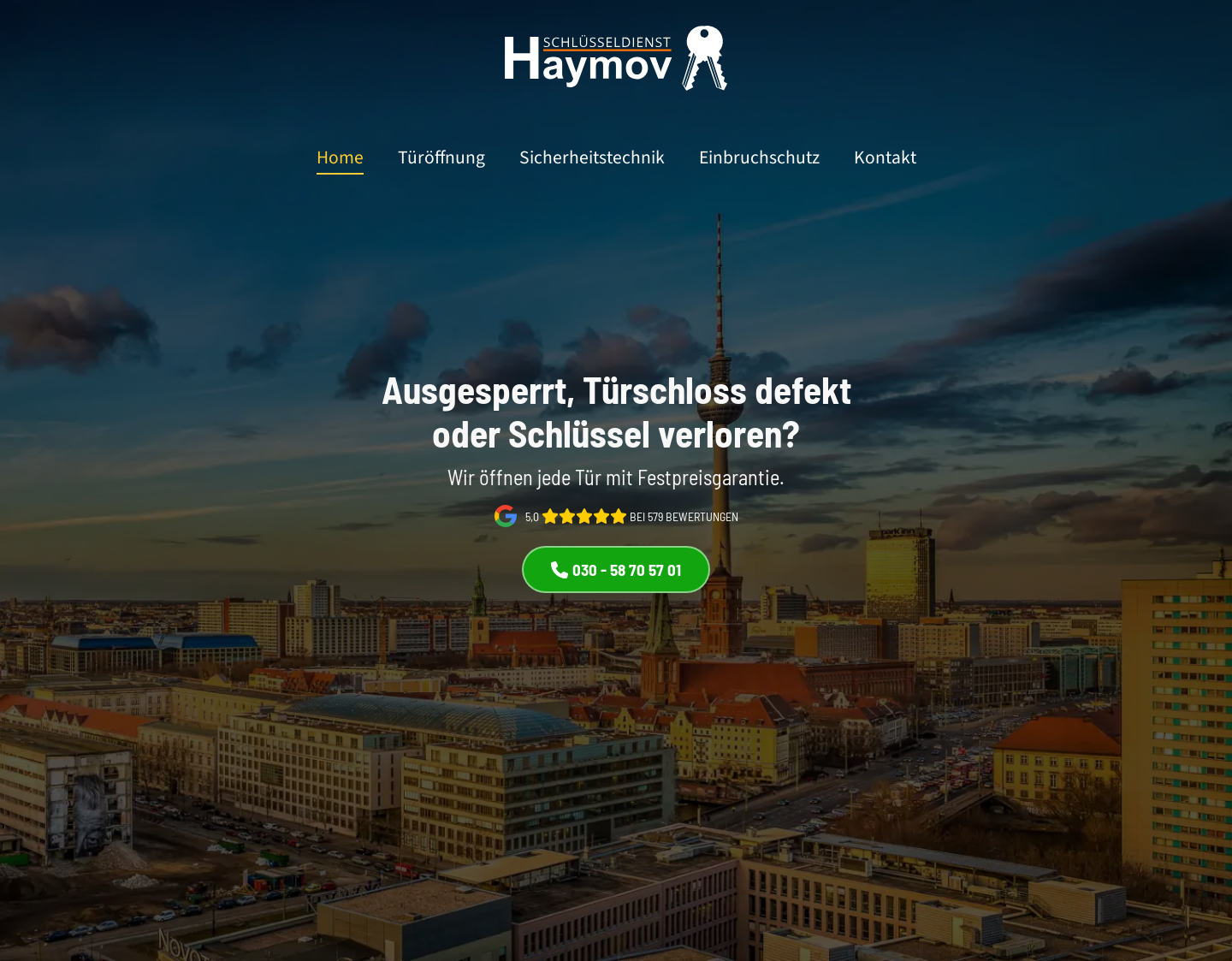 Aktuelle Website-Vorschau von Schlüsseldienst Haymov
