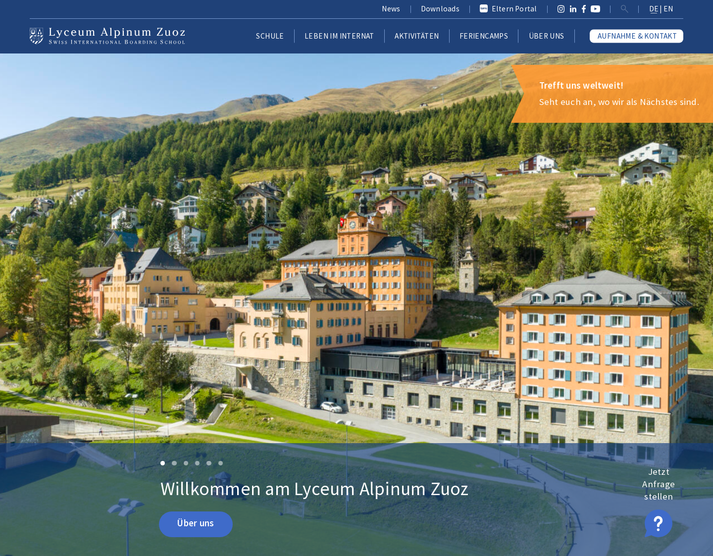 Aktuelle Website-Vorschau von Internat Lyceum Alpinum Zuoz