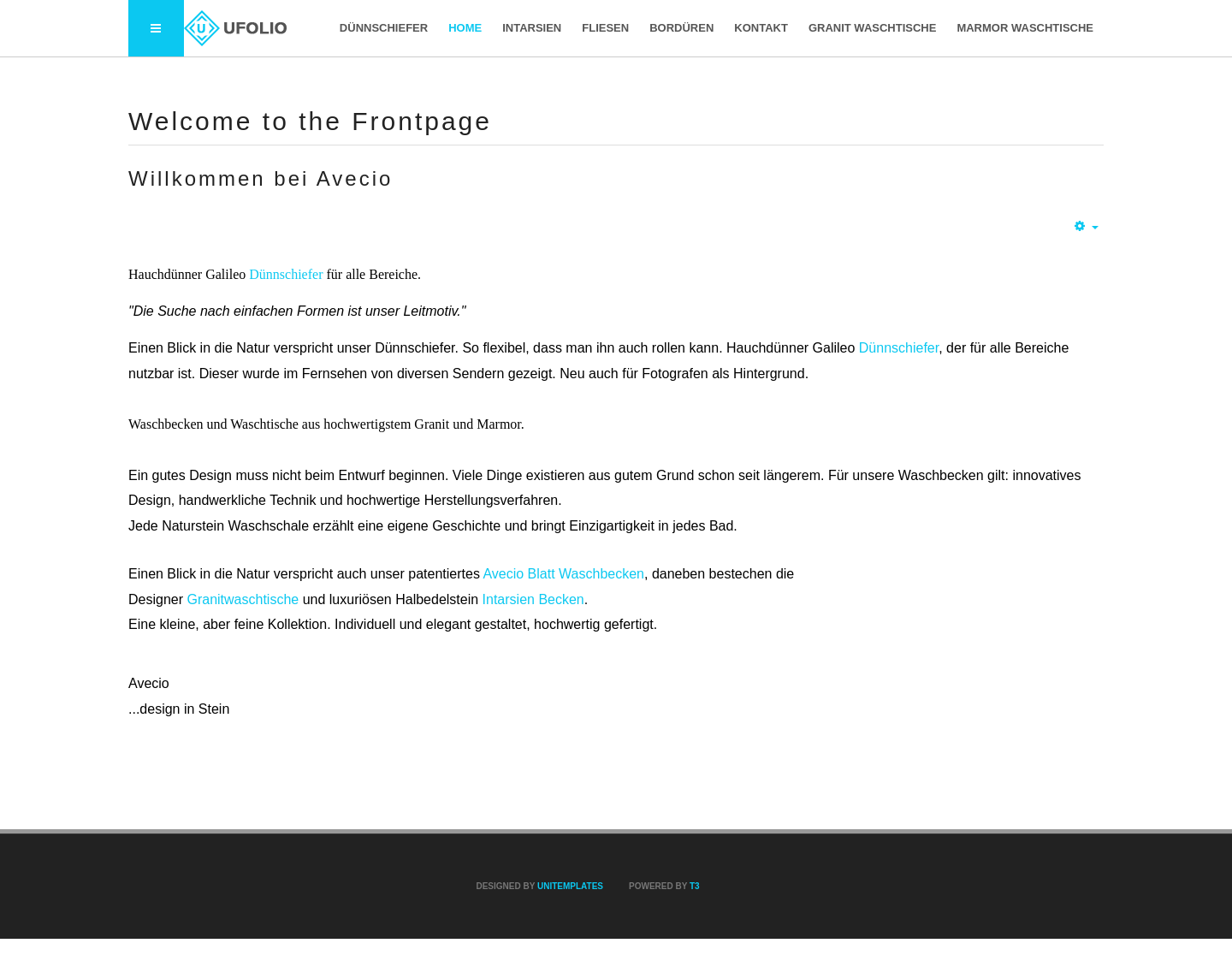 Aktuelle Website-Vorschau von AVECIO IHR WASCHTBECKEN DESIGNER