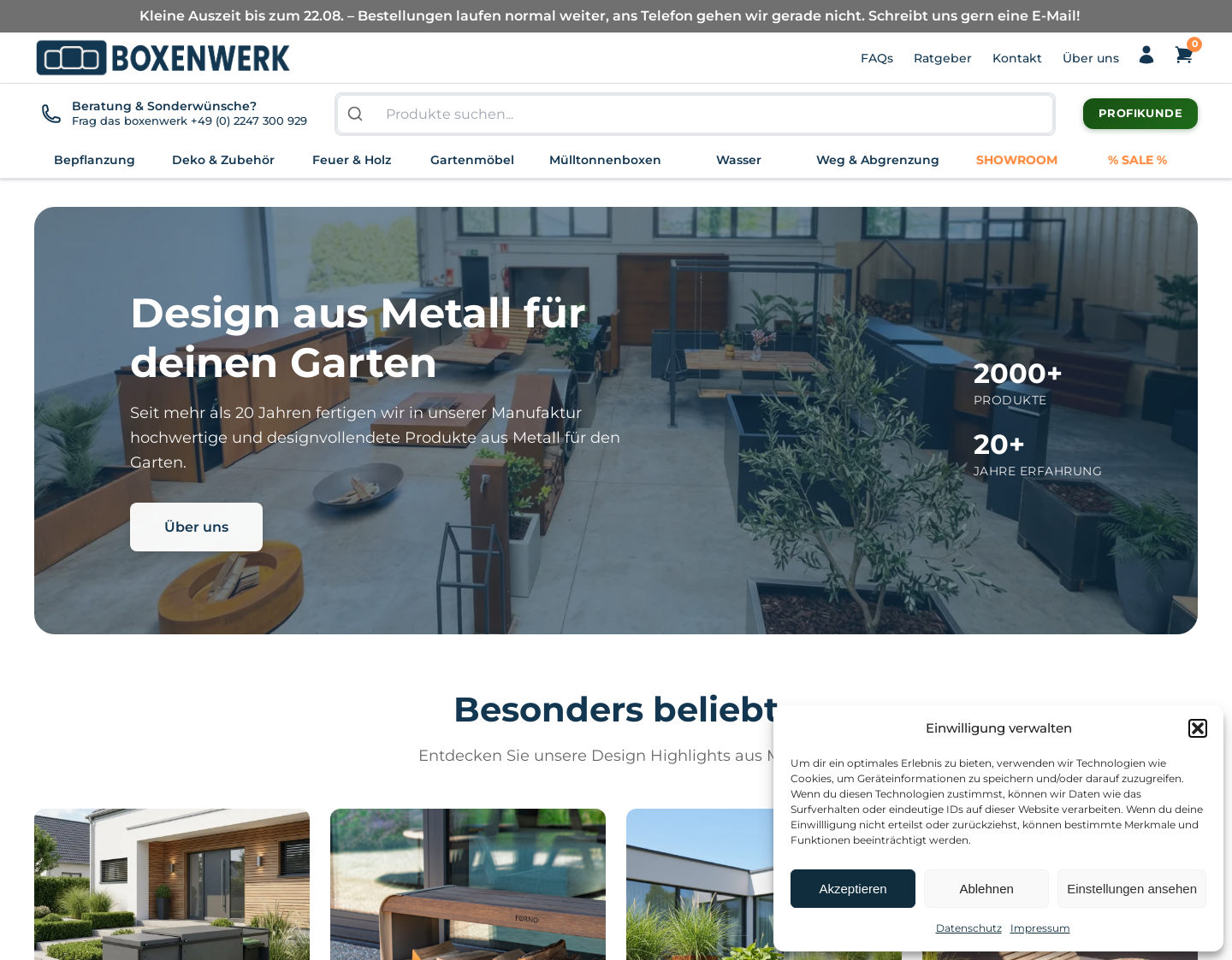 Aktuelle Website-Vorschau von Mülltonnenbox - clever & stilvoll verpackt - boxe