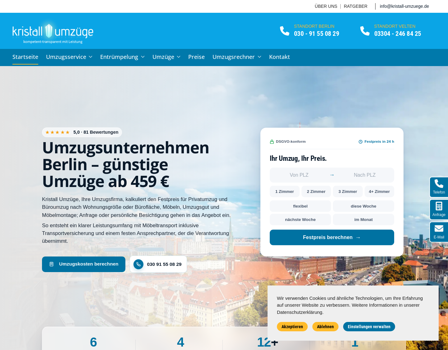 Aktuelle Website-Vorschau von Günstiges Umzugsunternehmen Berlin