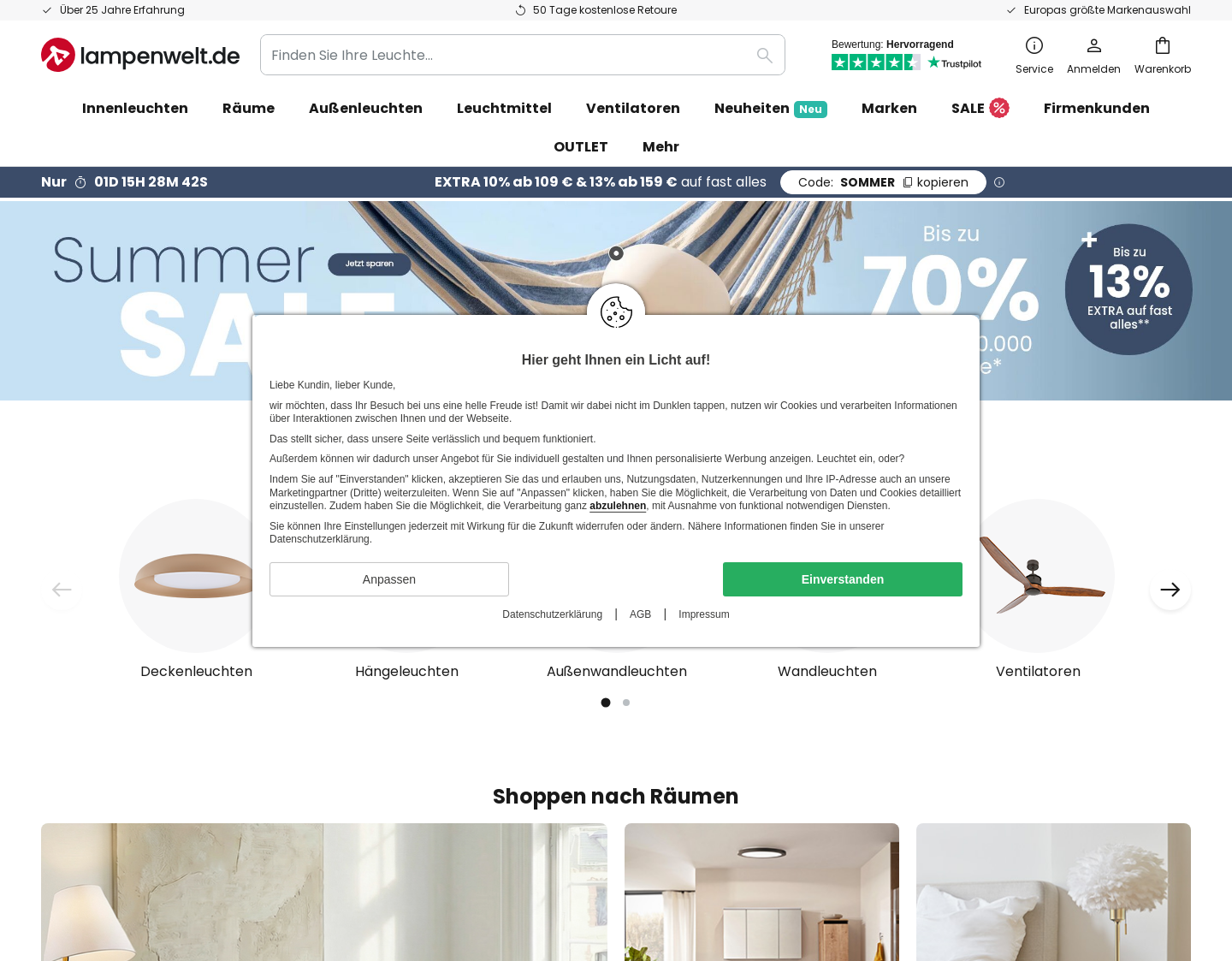 Aktuelle Website-Vorschau von Lampen günstig online kaufen