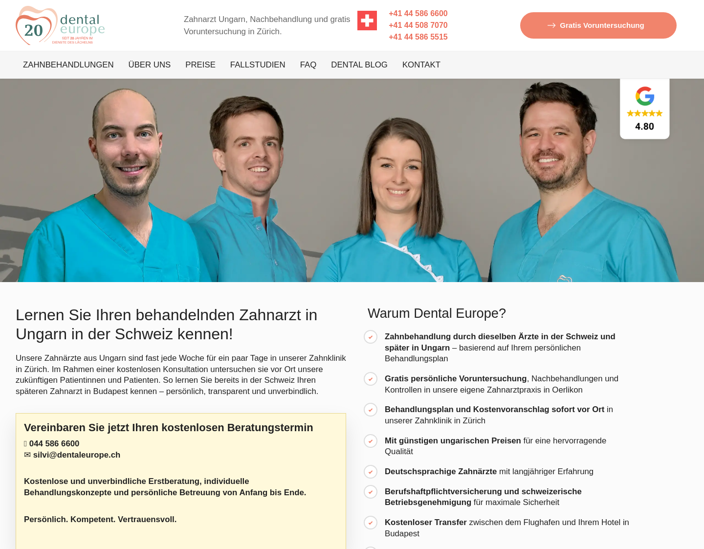 Aktuelle Website-Vorschau von Dental Europe GmbH