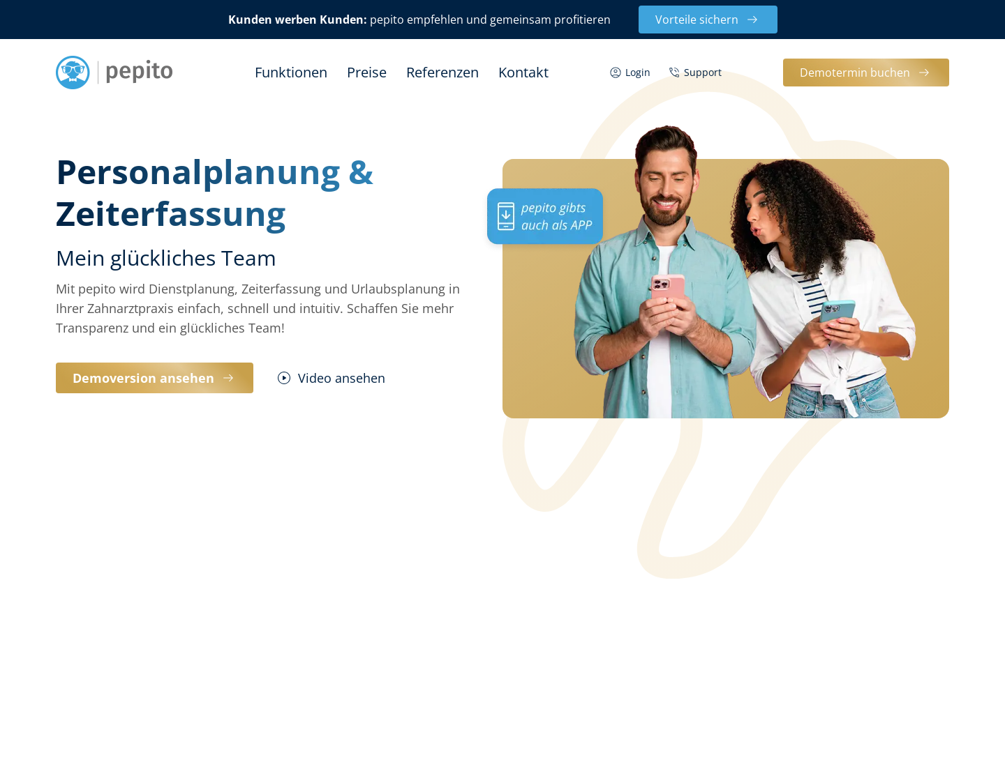 Aktuelle Website-Vorschau von pepito