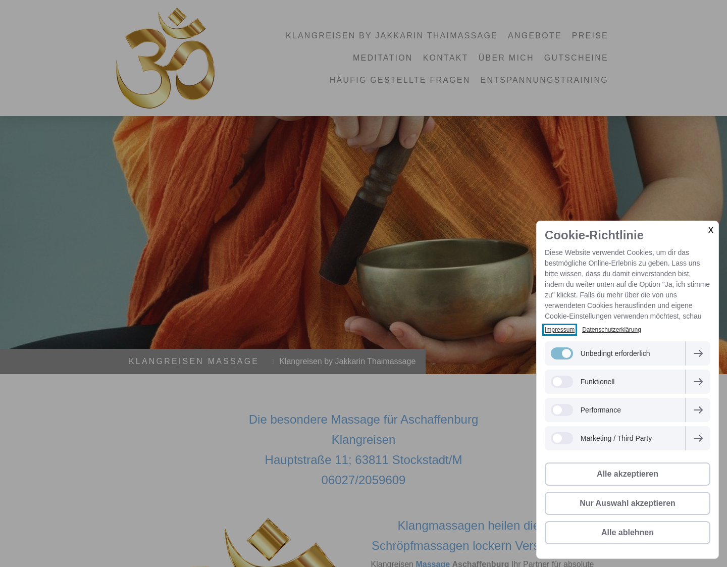 Aktuelle Website-Vorschau von Klangreise