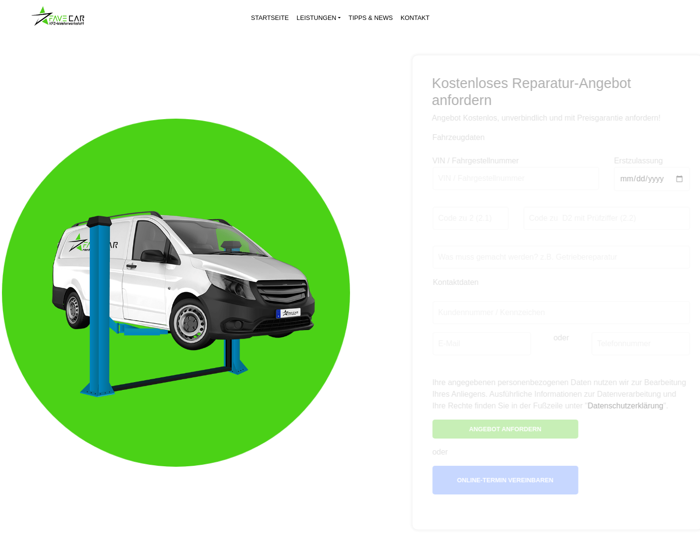Aktuelle Website-Vorschau von FAVE CAR GmbH - KFZ-Werkstatt und Autovermietung