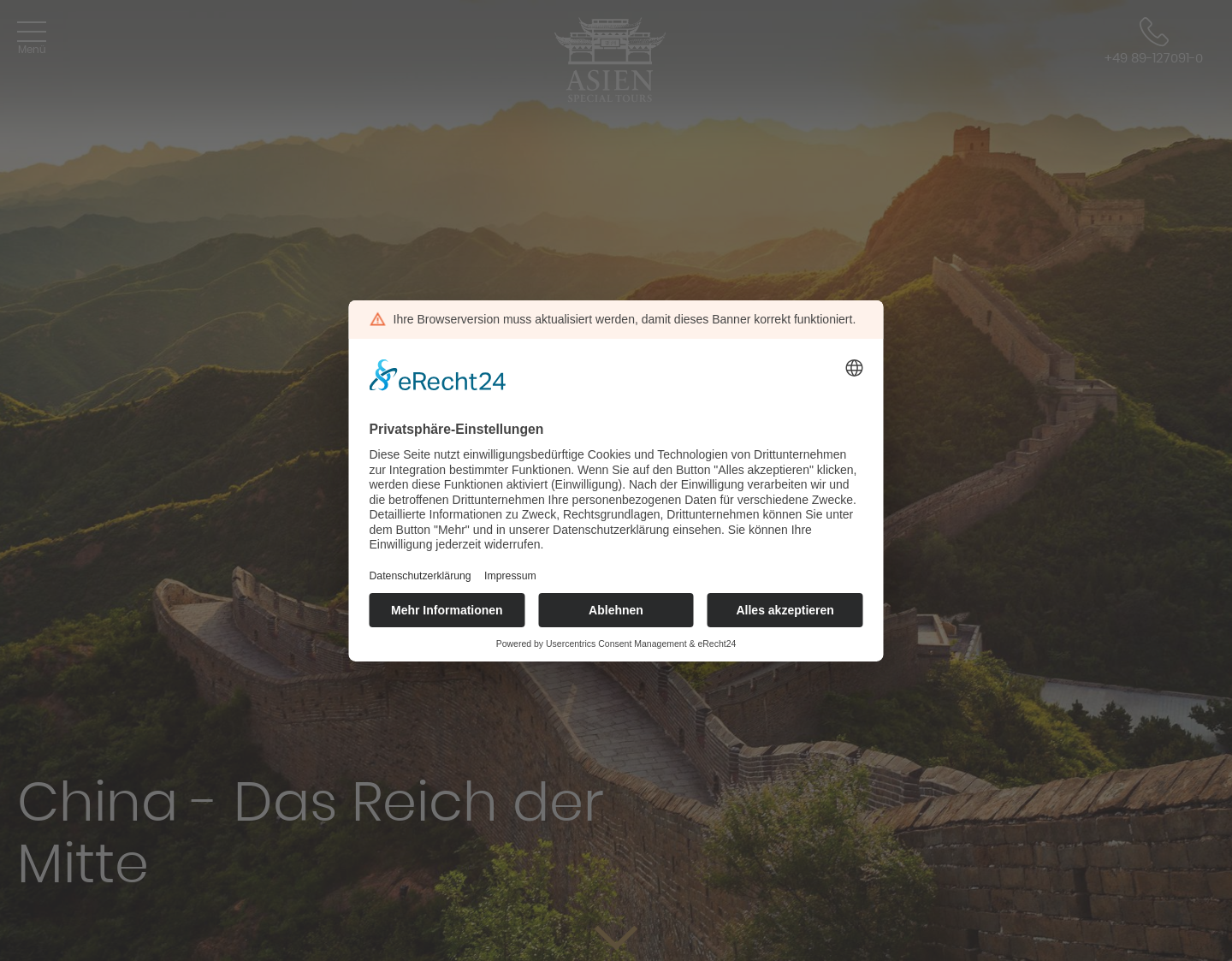Aktuelle Website-Vorschau von China Reisen von China Special Tours