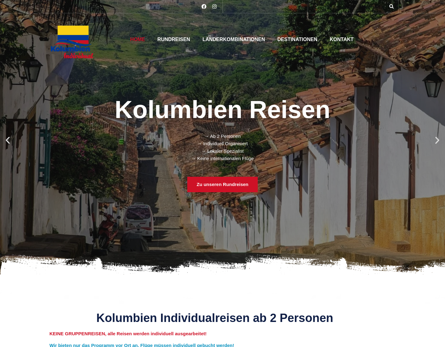 Aktuelle Website-Vorschau von Individuelle Kolumbien Reisen