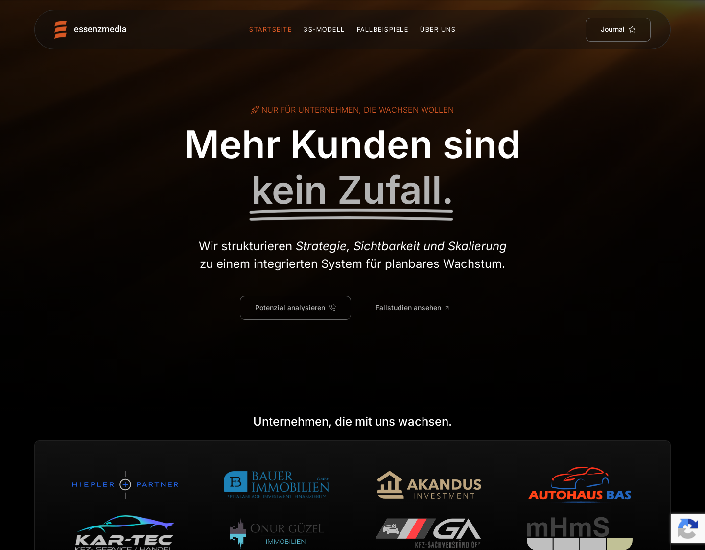 Aktuelle Website-Vorschau von essenzmedia