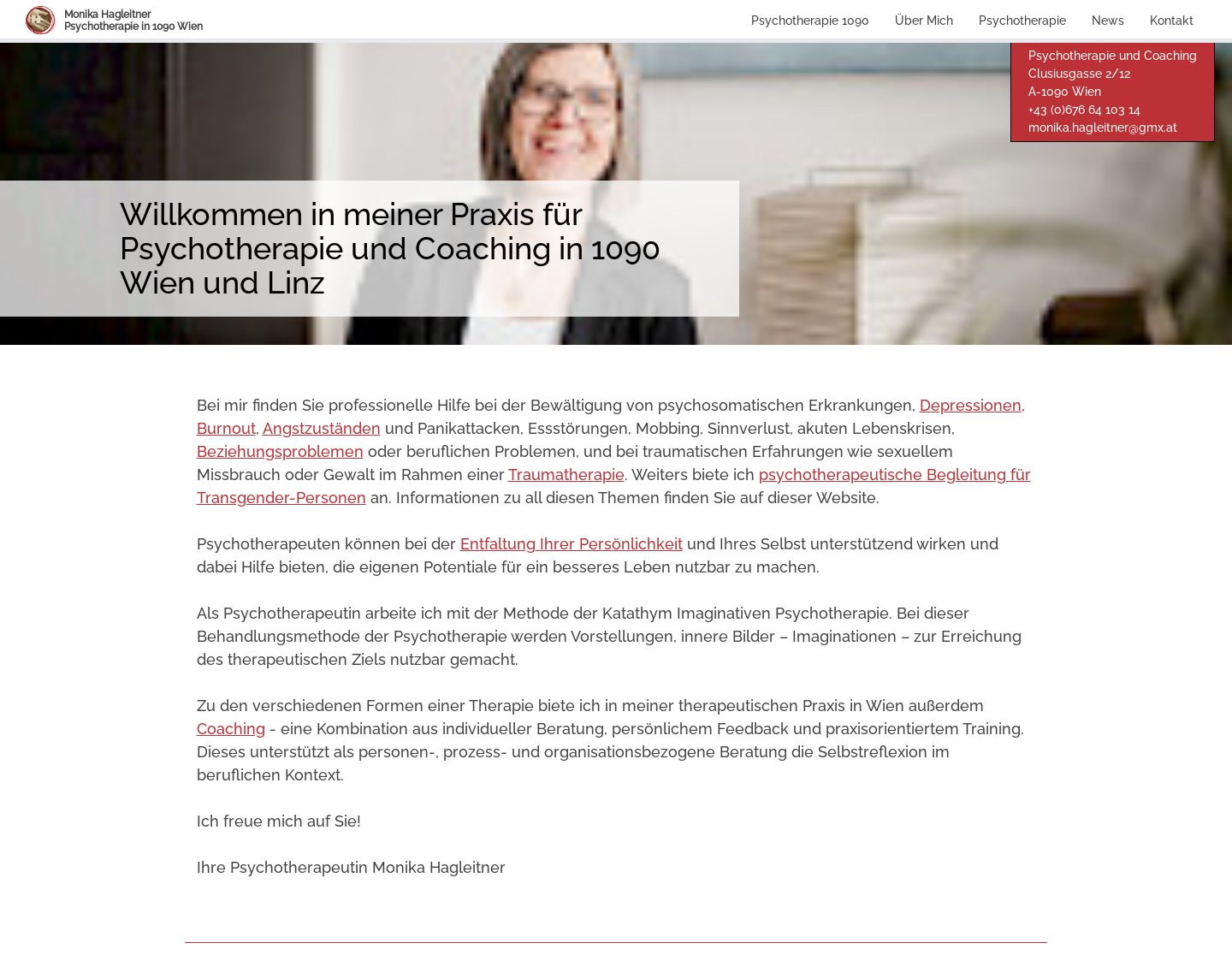 Aktuelle Website-Vorschau von Psychotherapie Monika Hagleitner
