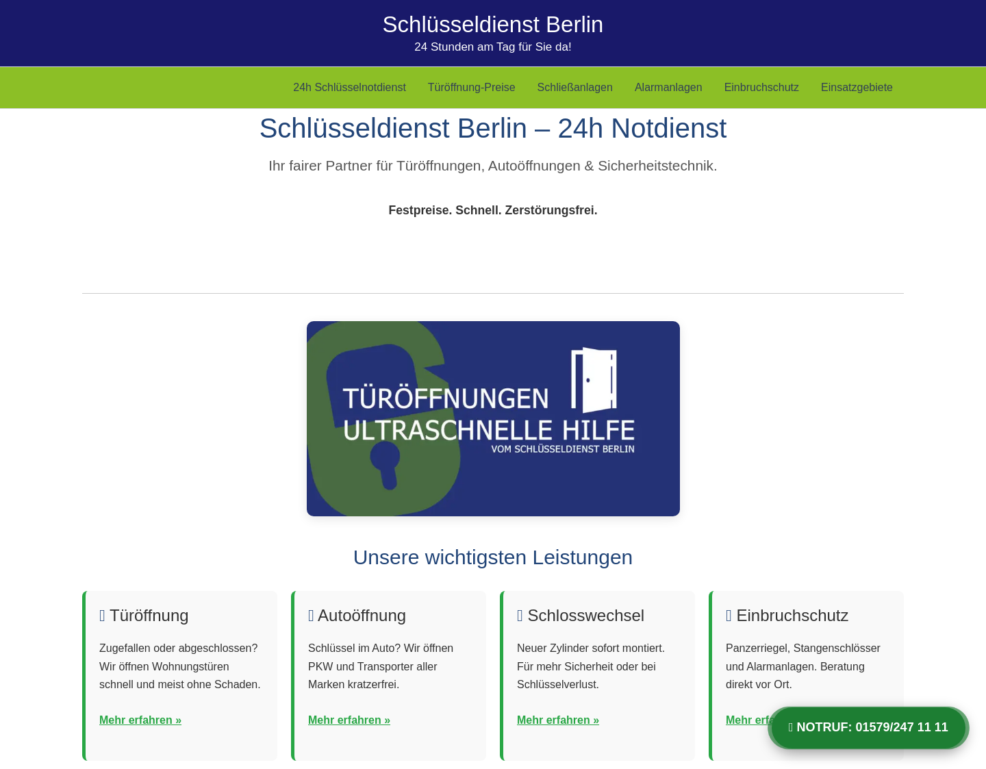 Aktuelle Website-Vorschau von Schlüsseldienst Berlin günstig