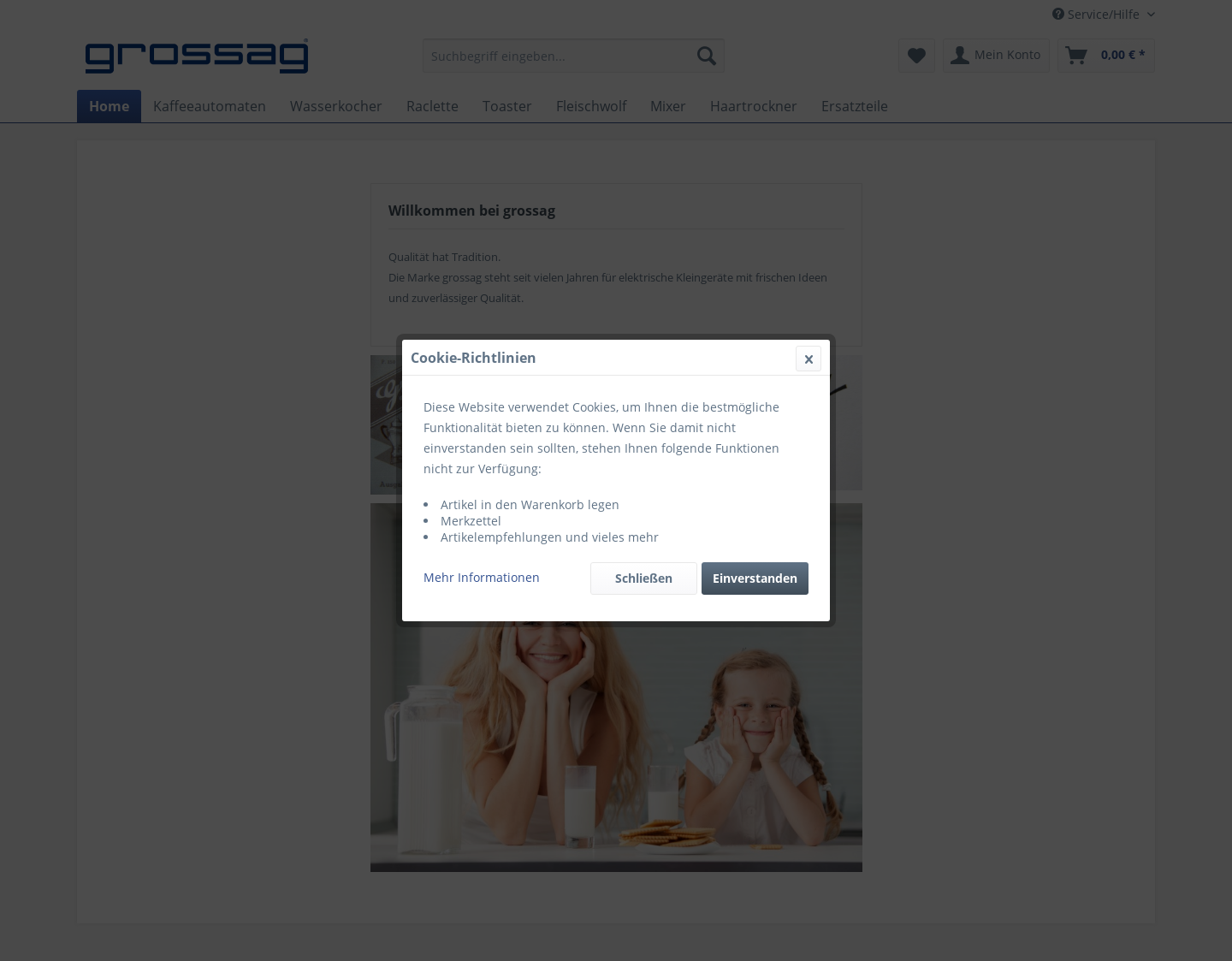 Aktuelle Website-Vorschau von Grossag - Eine Marke der pegro GmbH